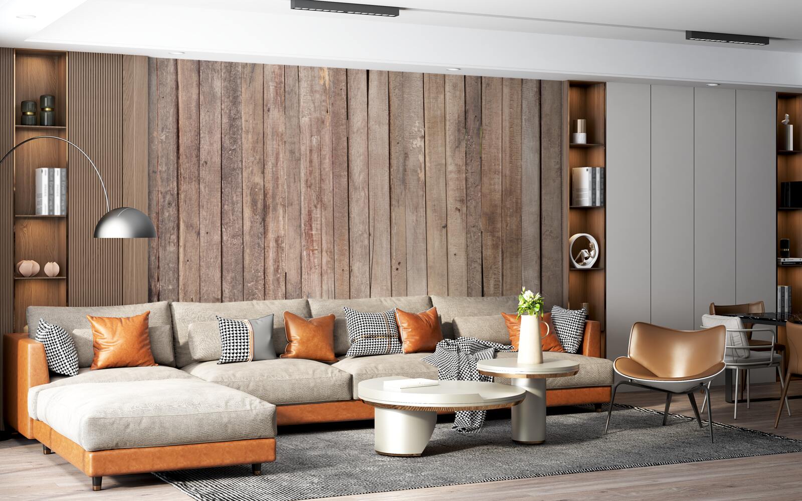 Fotobehang parketplanken in verschillende tinten