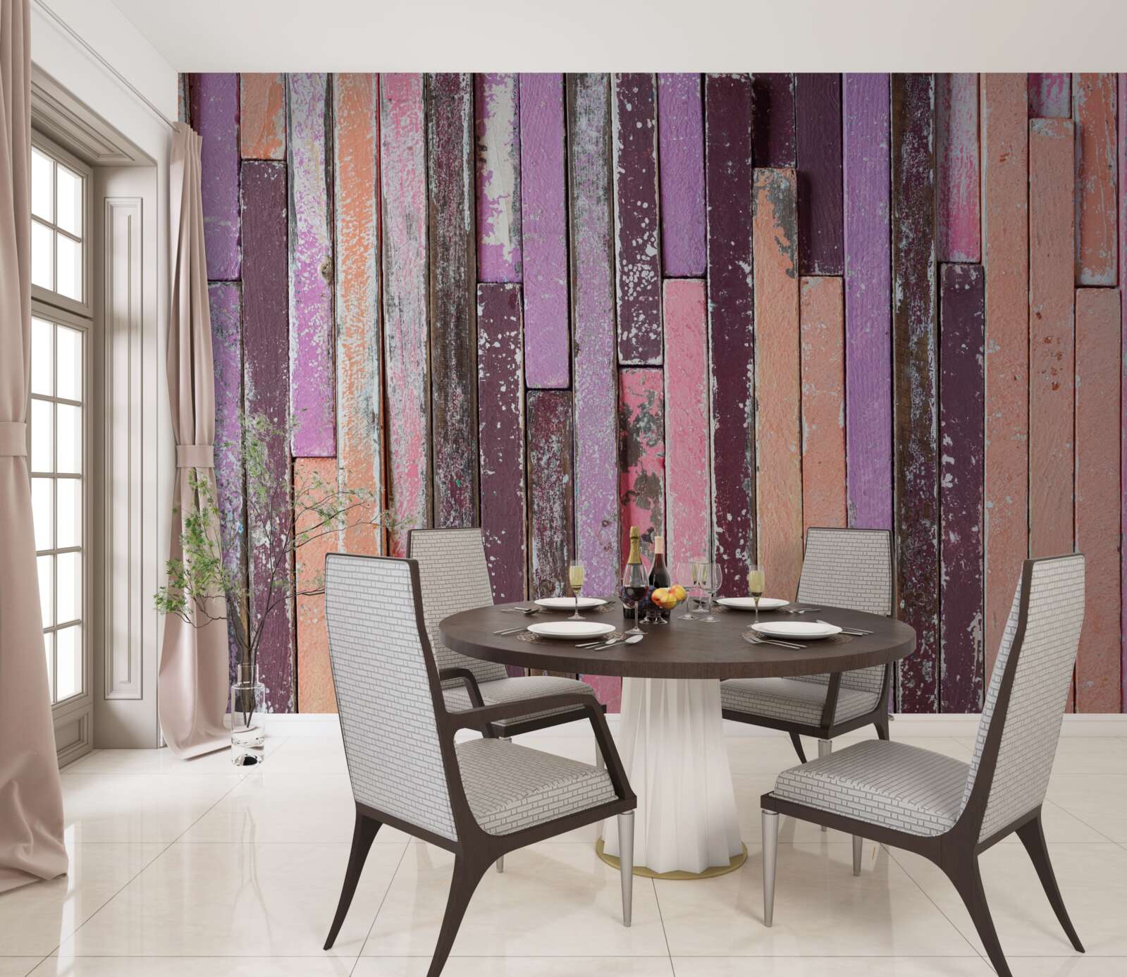 Fotobehang houten parketstroken in verschillende kleuren van vroeger