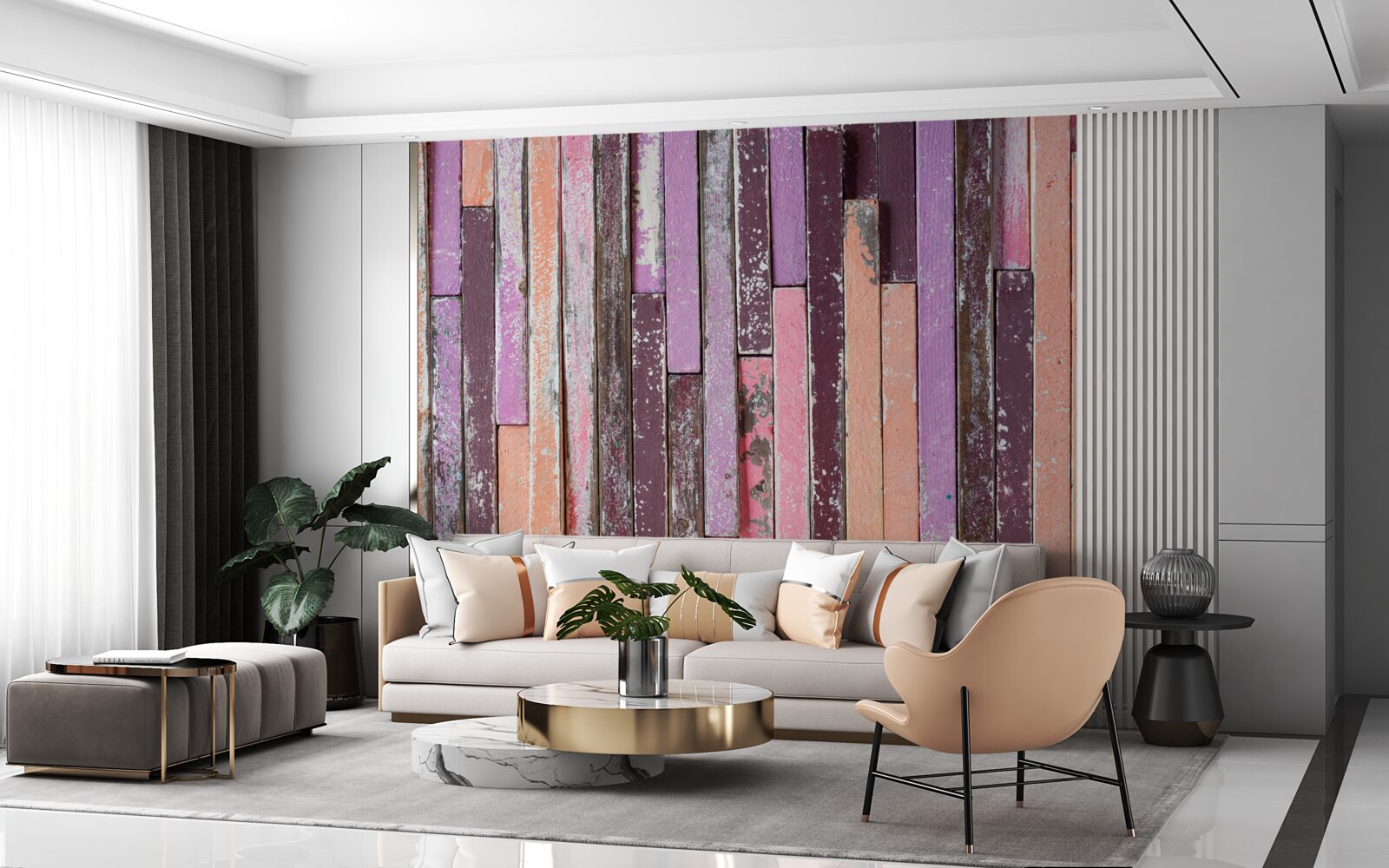 Fotobehang houten parketstroken in verschillende kleuren van vroeger