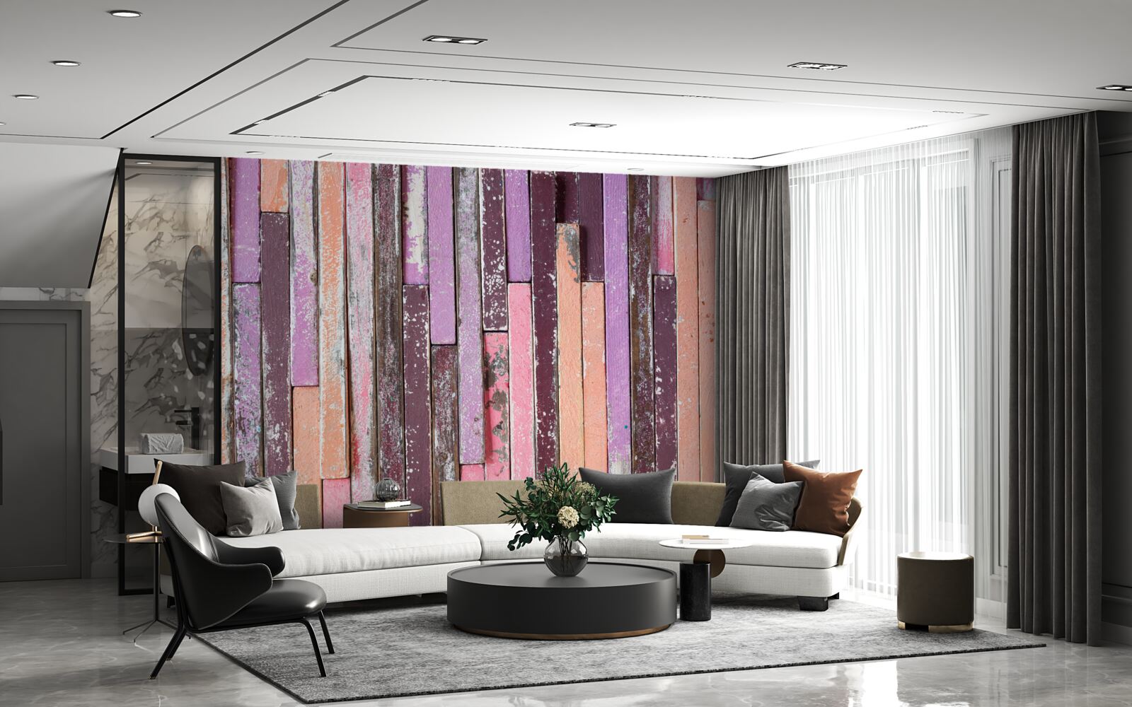 Fotobehang houten parketstroken in verschillende kleuren van vroeger