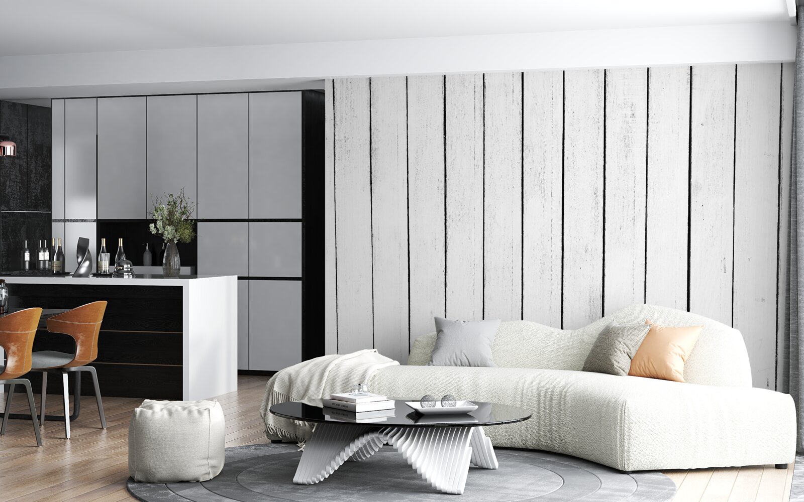 Fotobehang wit parket