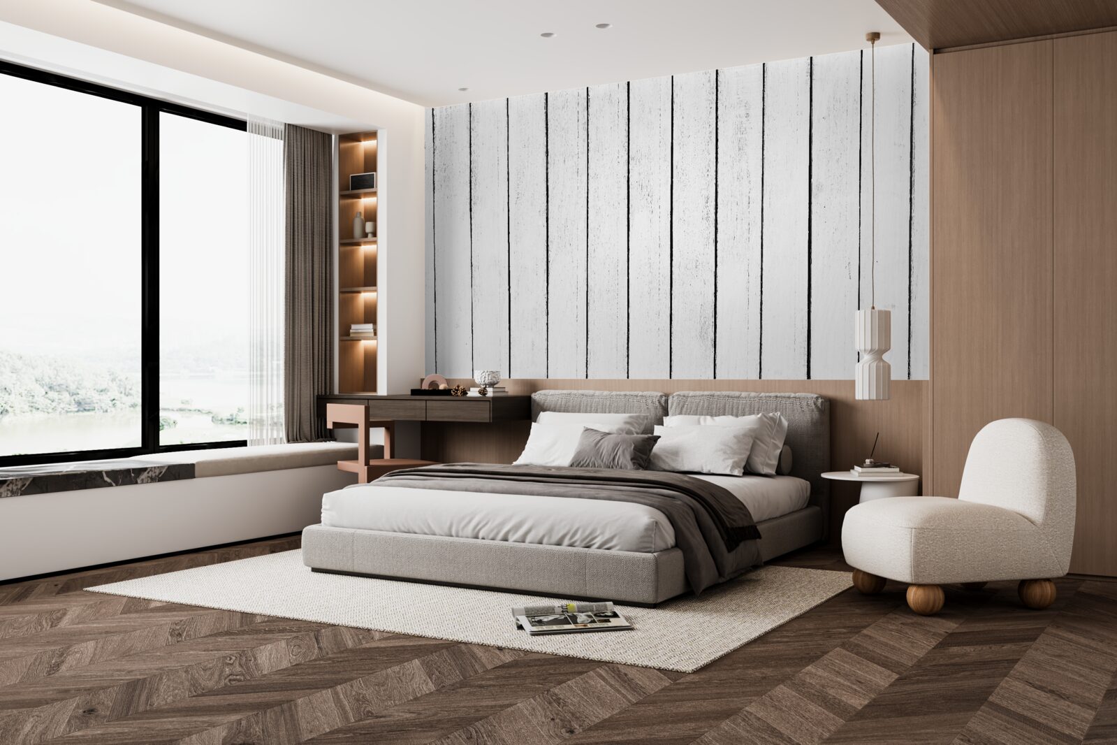 Fotobehang wit parket