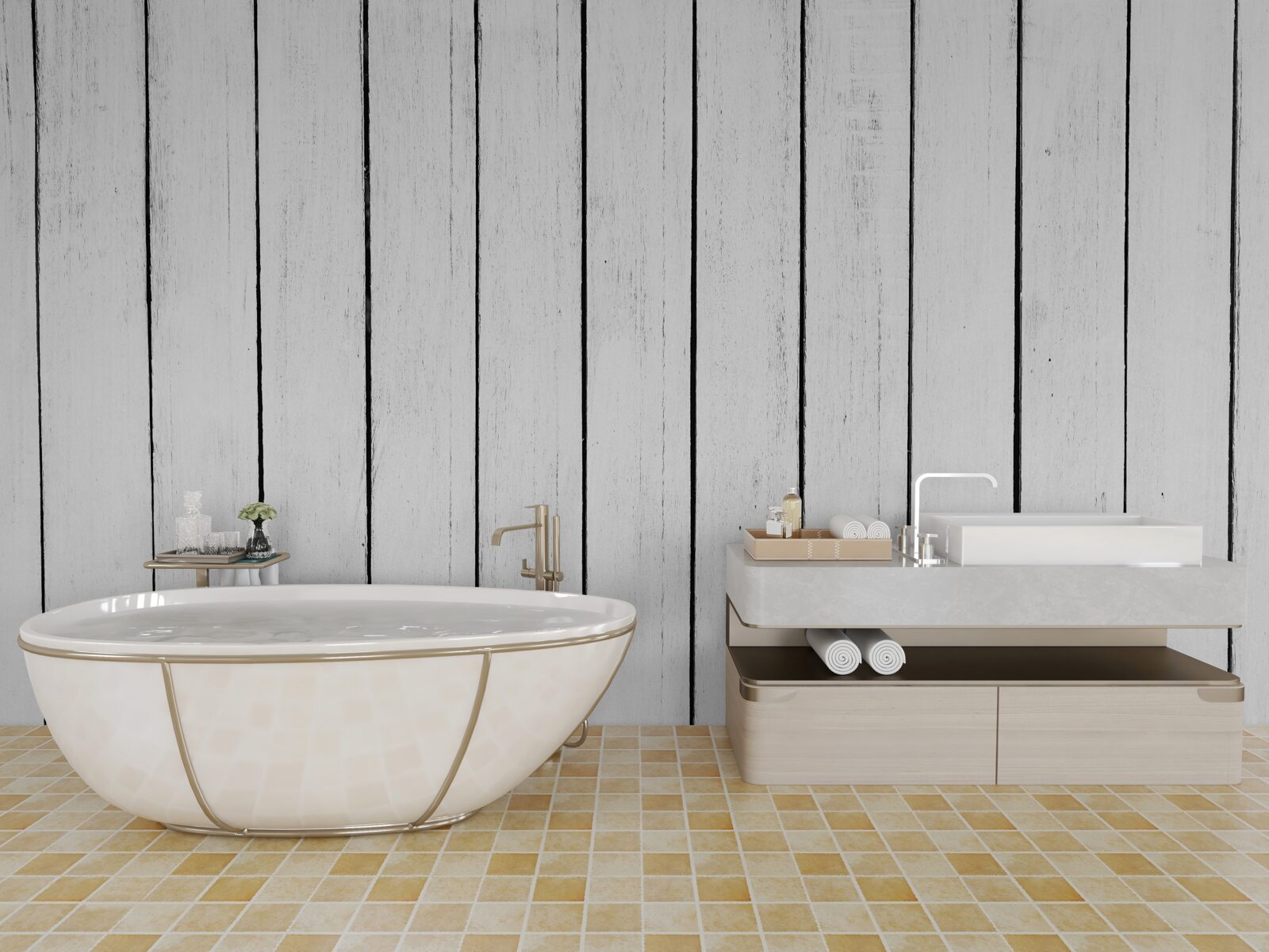 Fotobehang wit parket