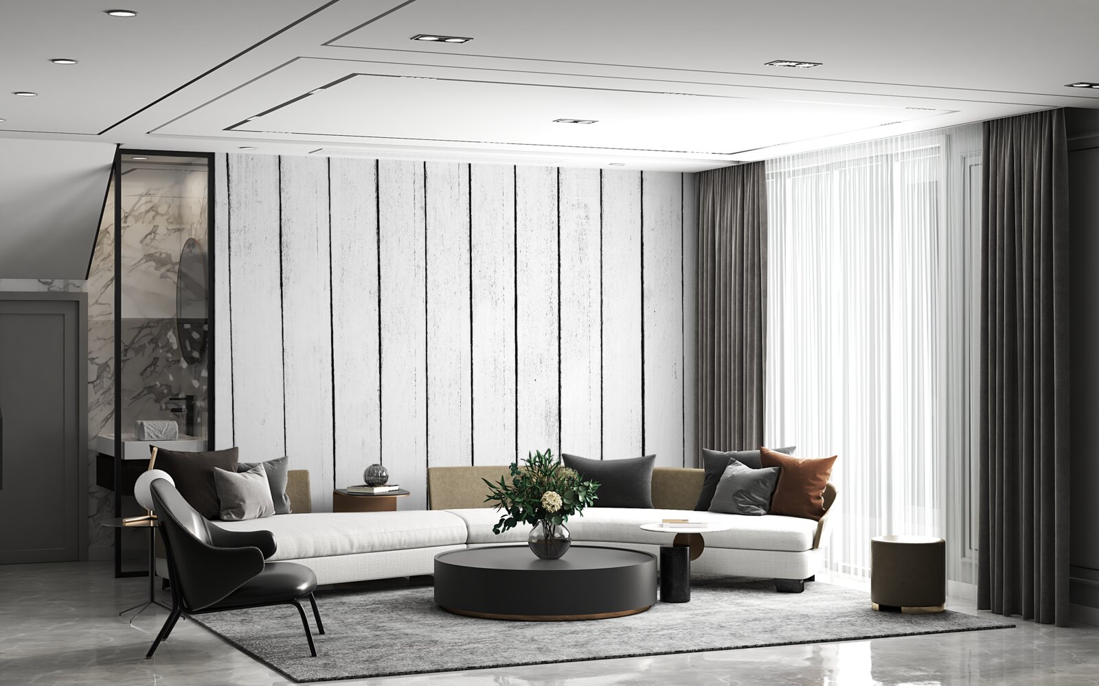 Fotobehang wit parket