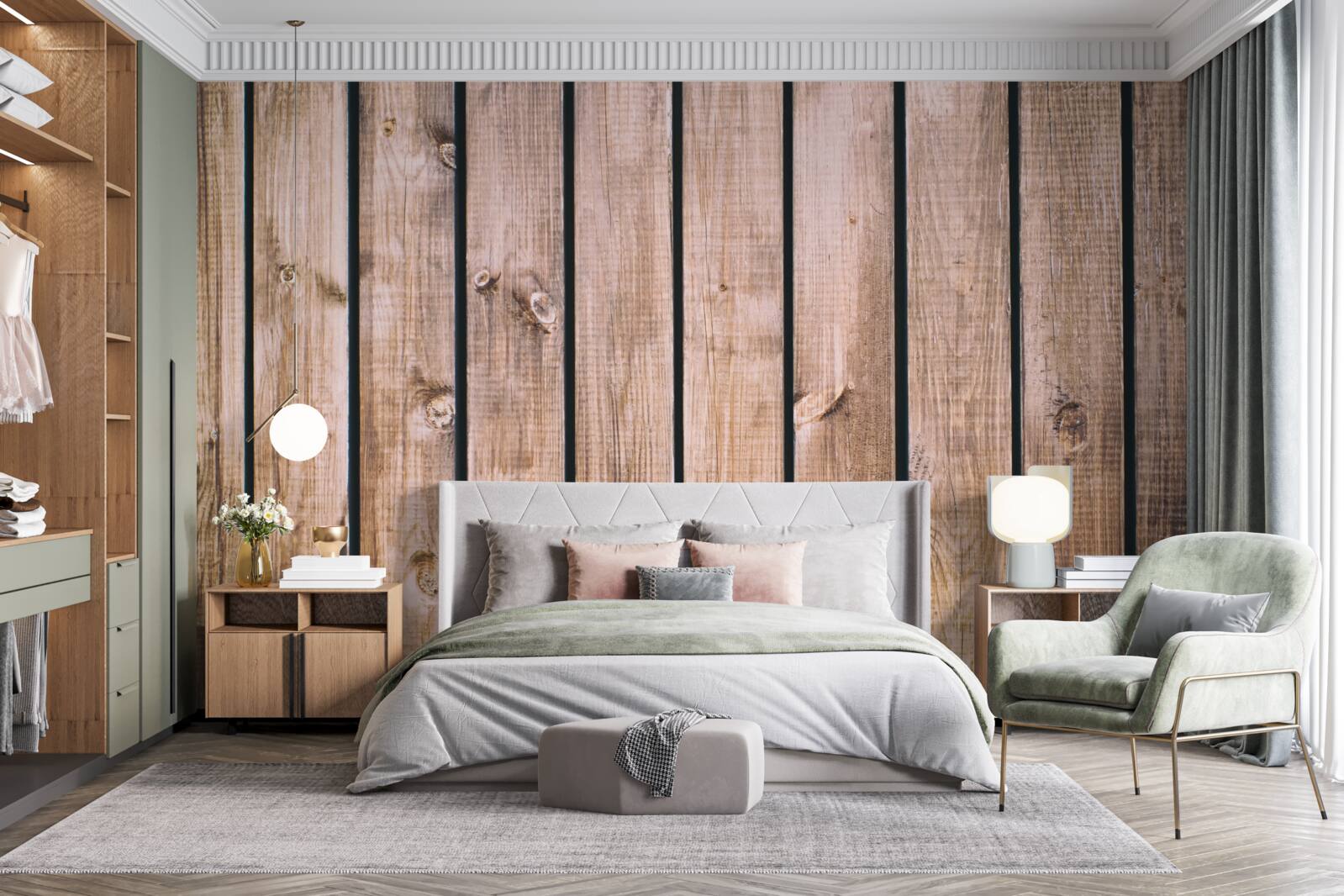 Fotobehang bruin parket