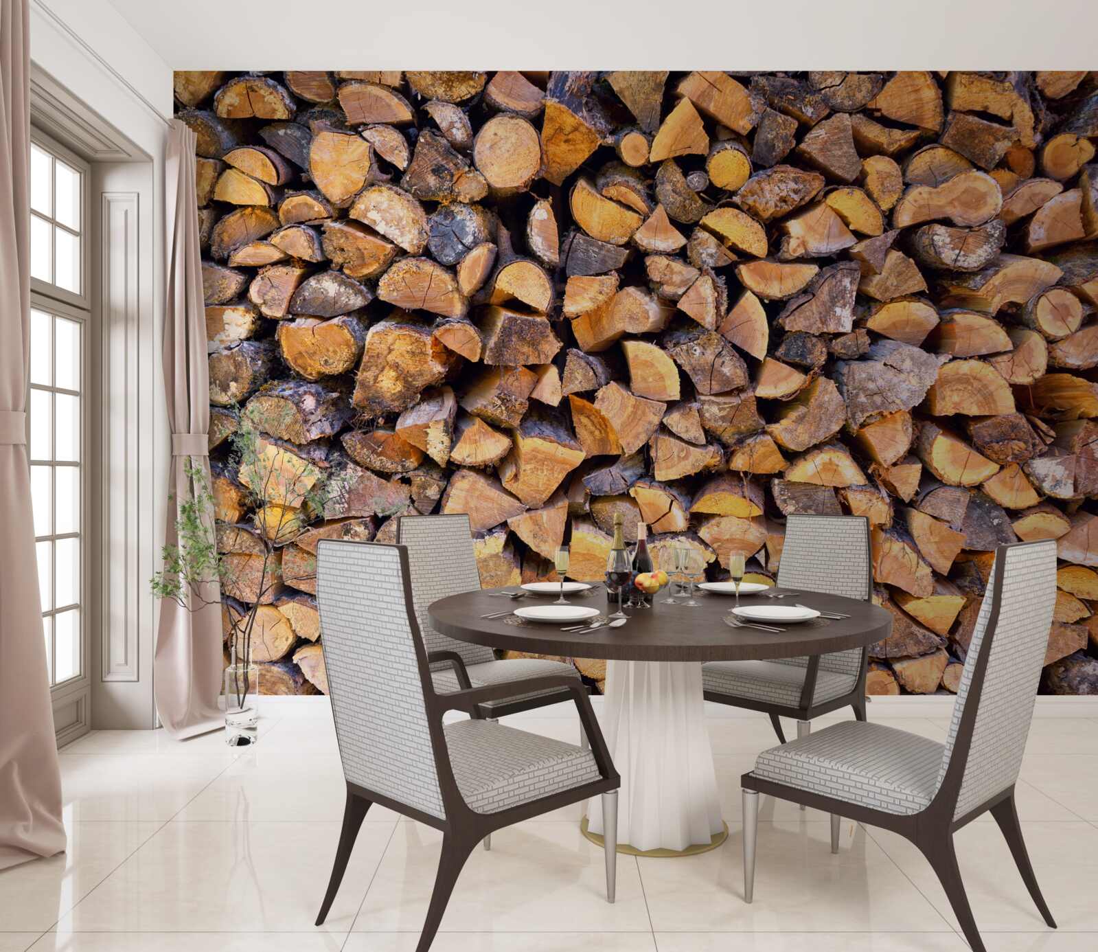 Fotobehang fragmenten van boomstammen