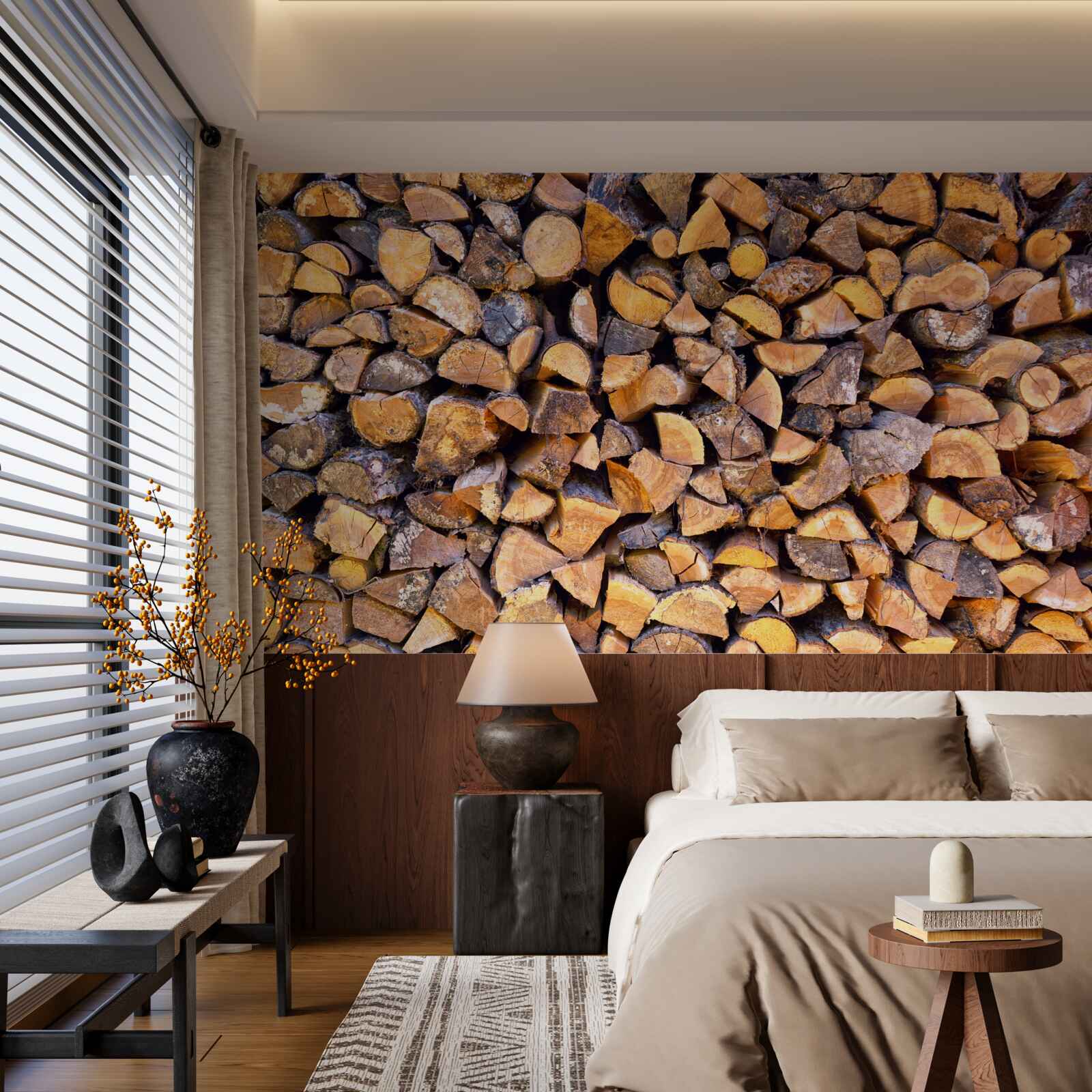 Fotobehang fragmenten van boomstammen