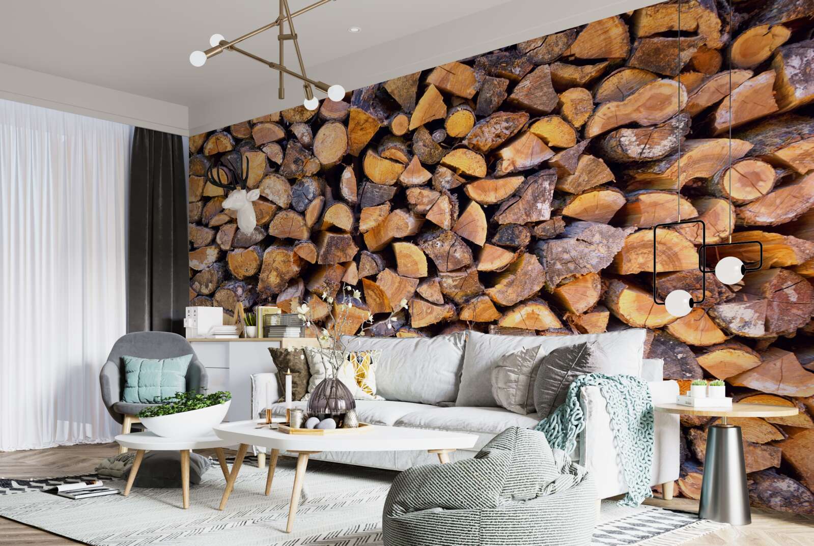 Fotobehang fragmenten van boomstammen