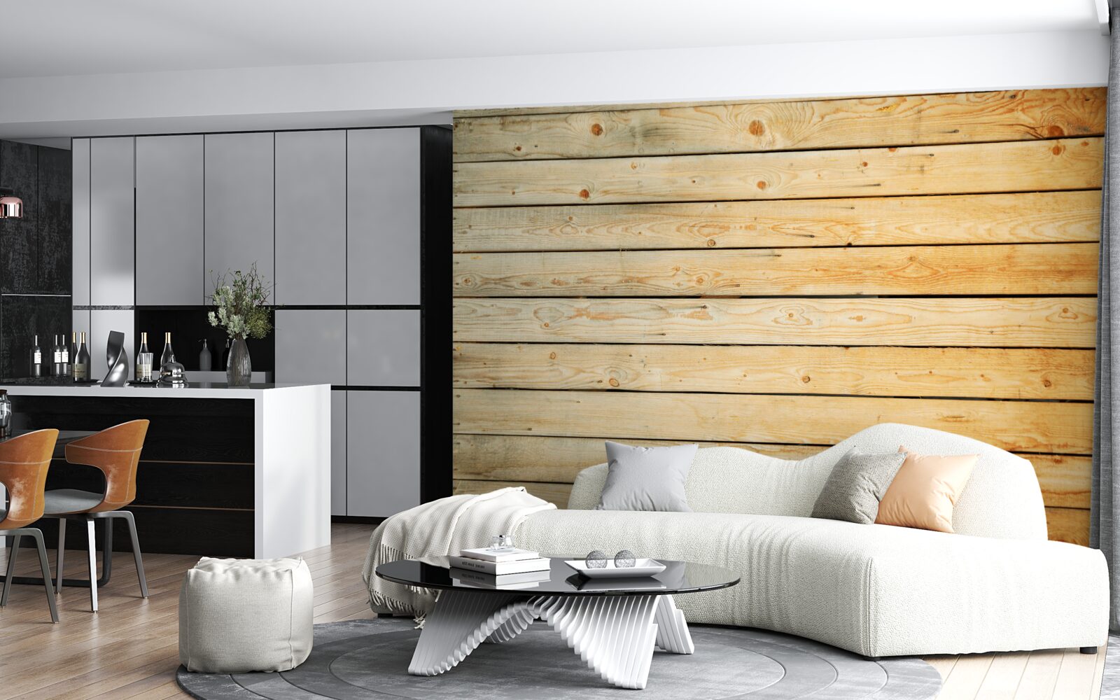 Fotobehang knuppels van lichtbruin hout