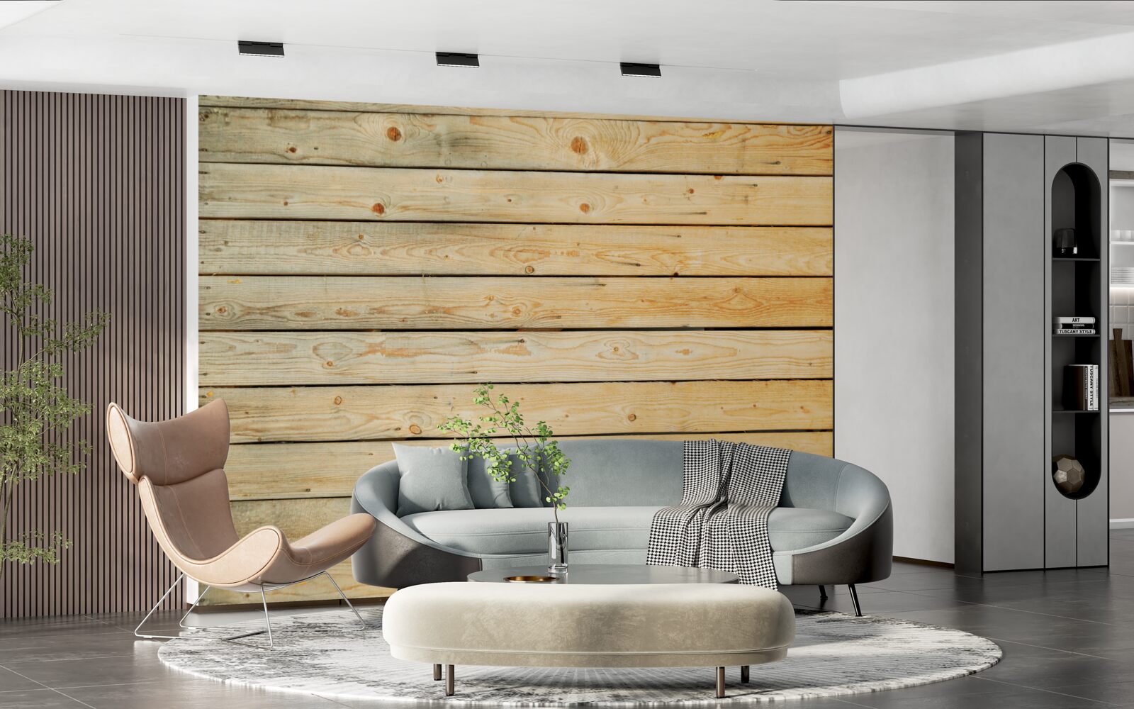 Fotobehang knuppels van lichtbruin hout