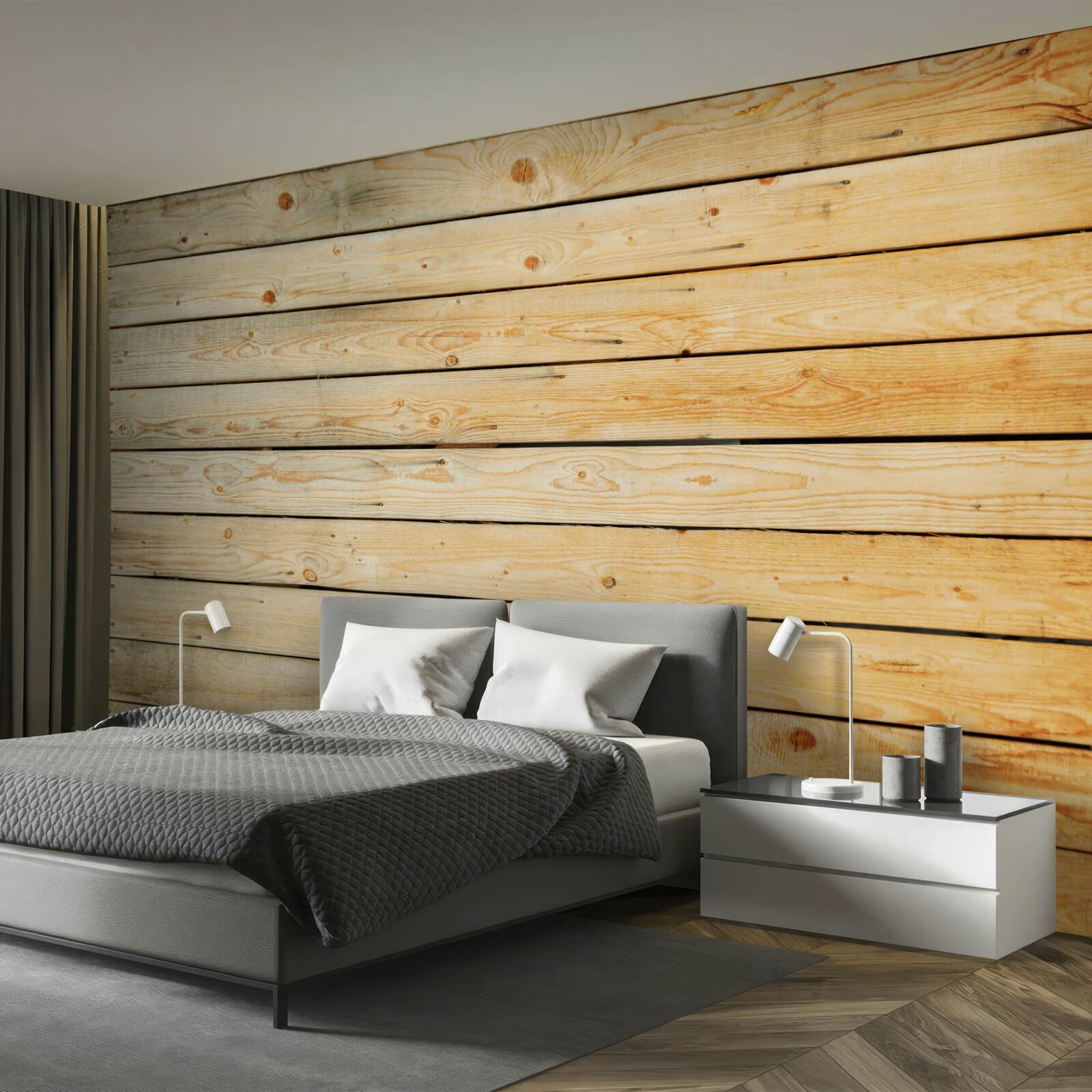 Fotobehang knuppels van lichtbruin hout