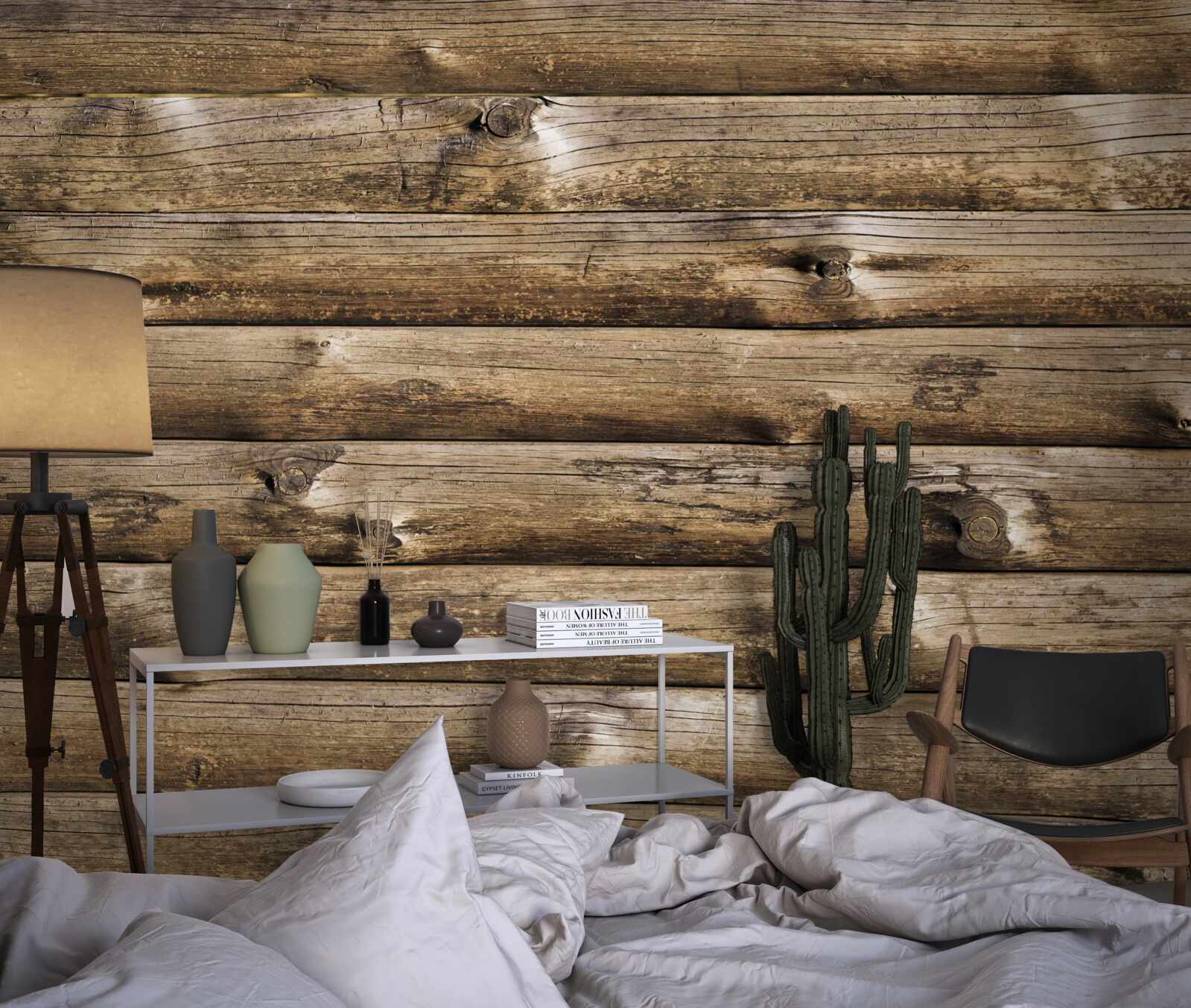 Fotobehang Bruine houten wand