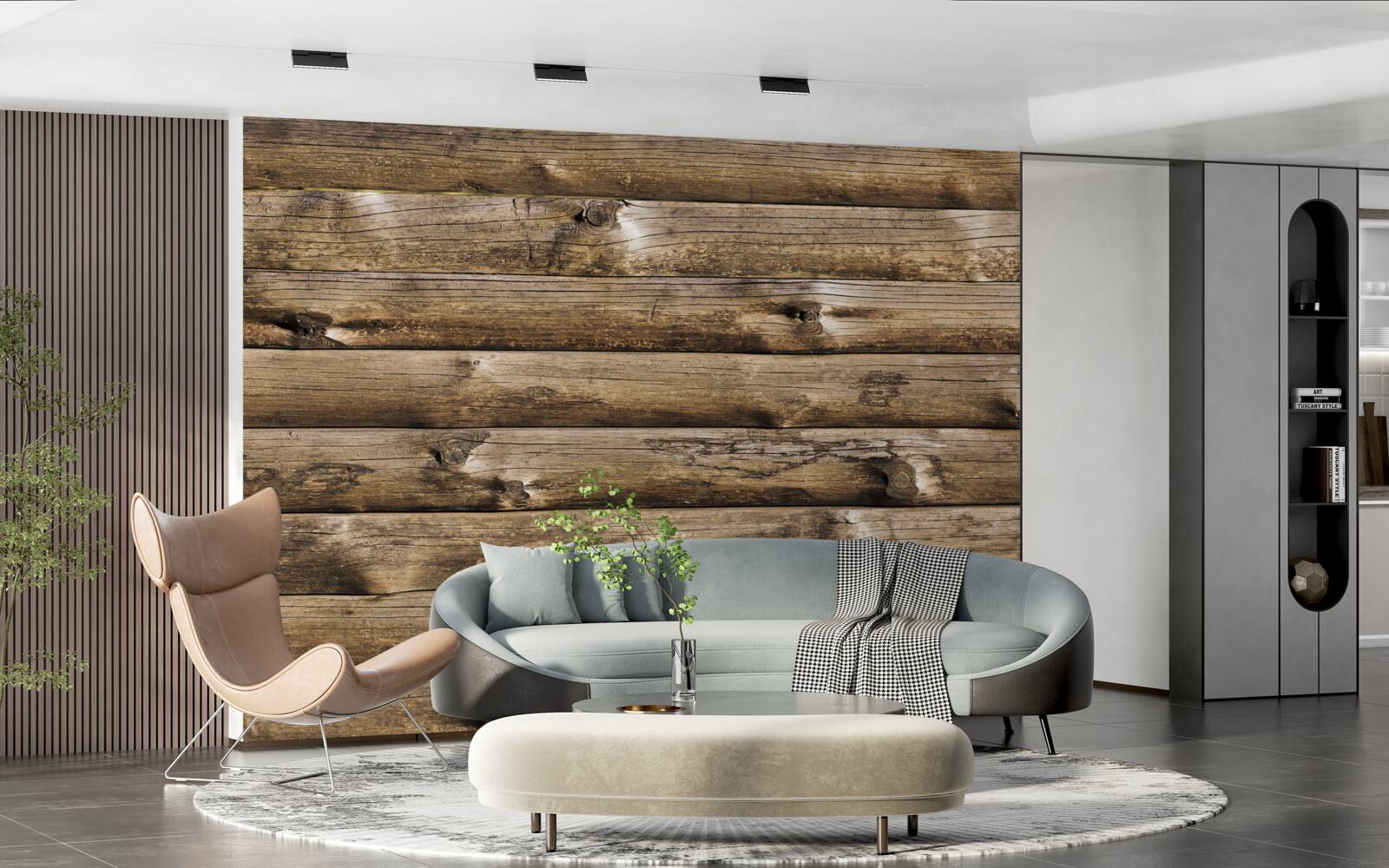 Fotobehang Bruine houten wand