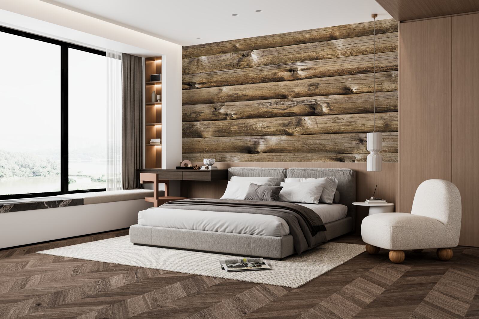 Fotobehang Bruine houten wand