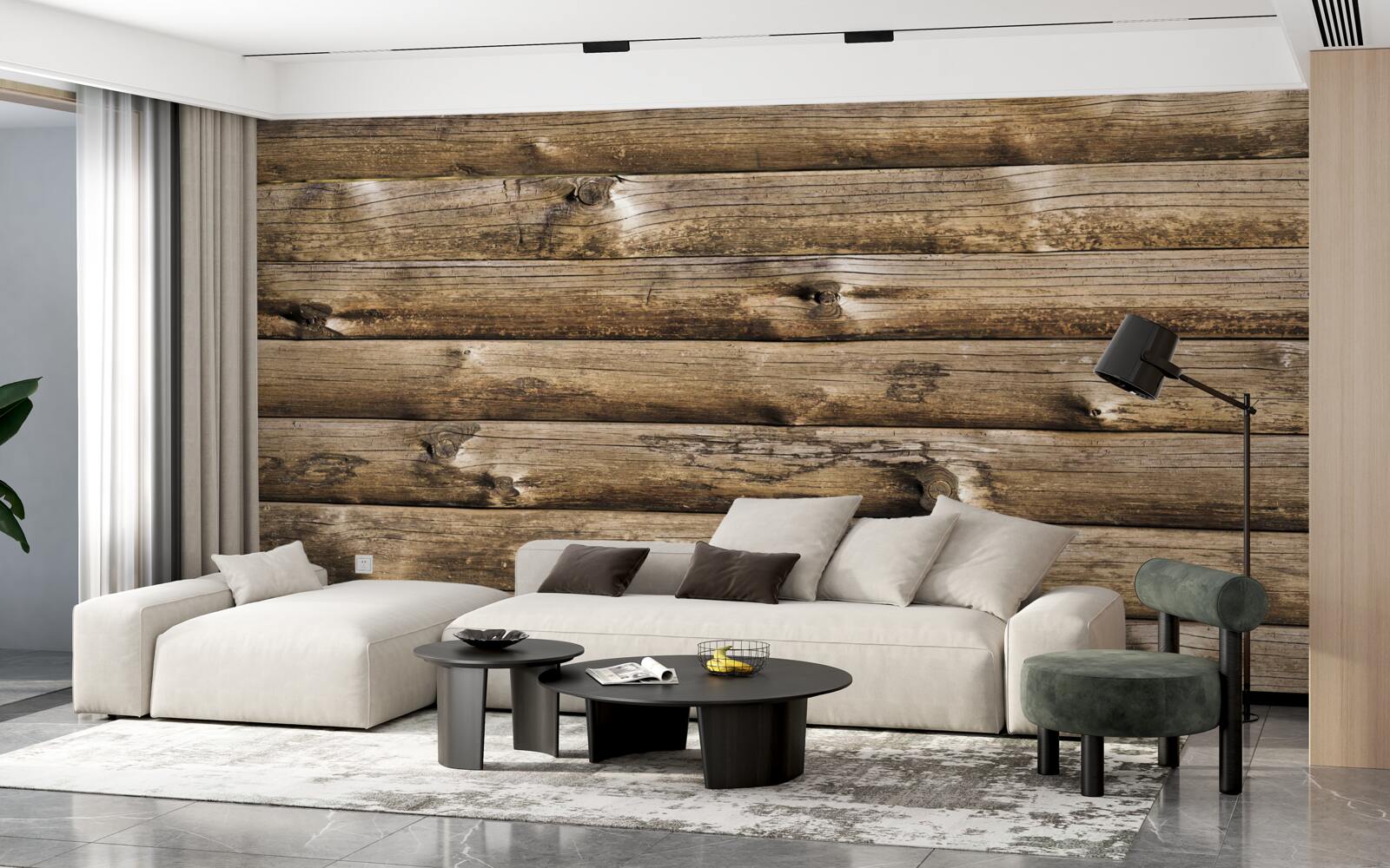 Fotobehang Bruine houten wand