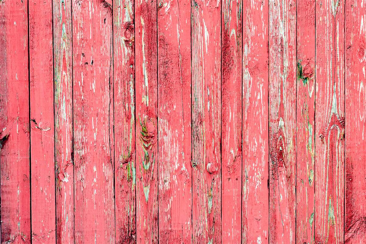 Fotobehang roze geschilderd hek