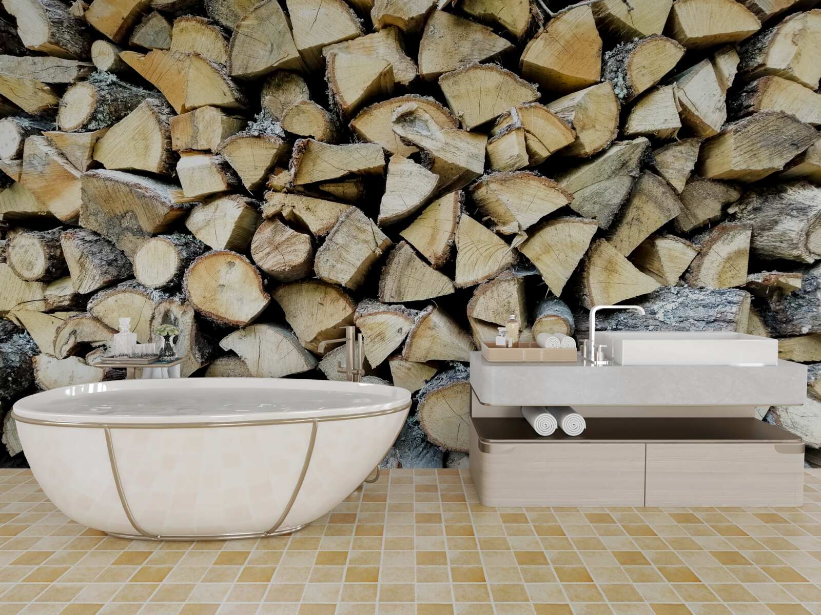 Fotobehang blokken afvalhout