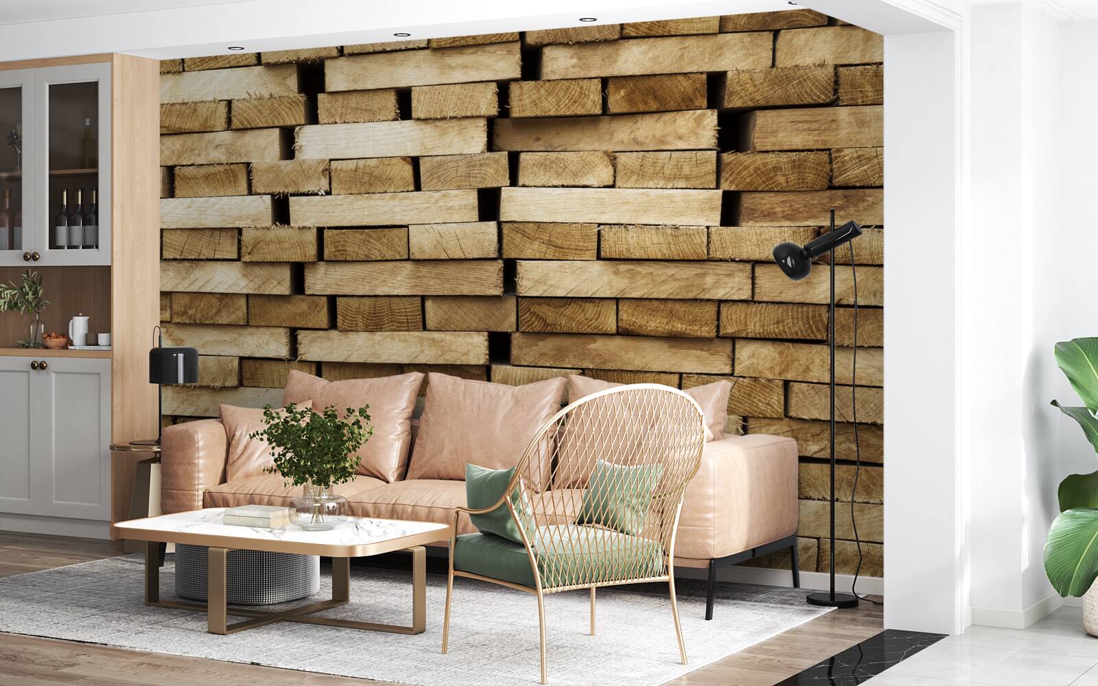 Fotobehang geplaveide muur