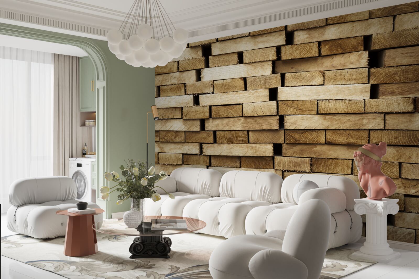 Fotobehang geplaveide muur