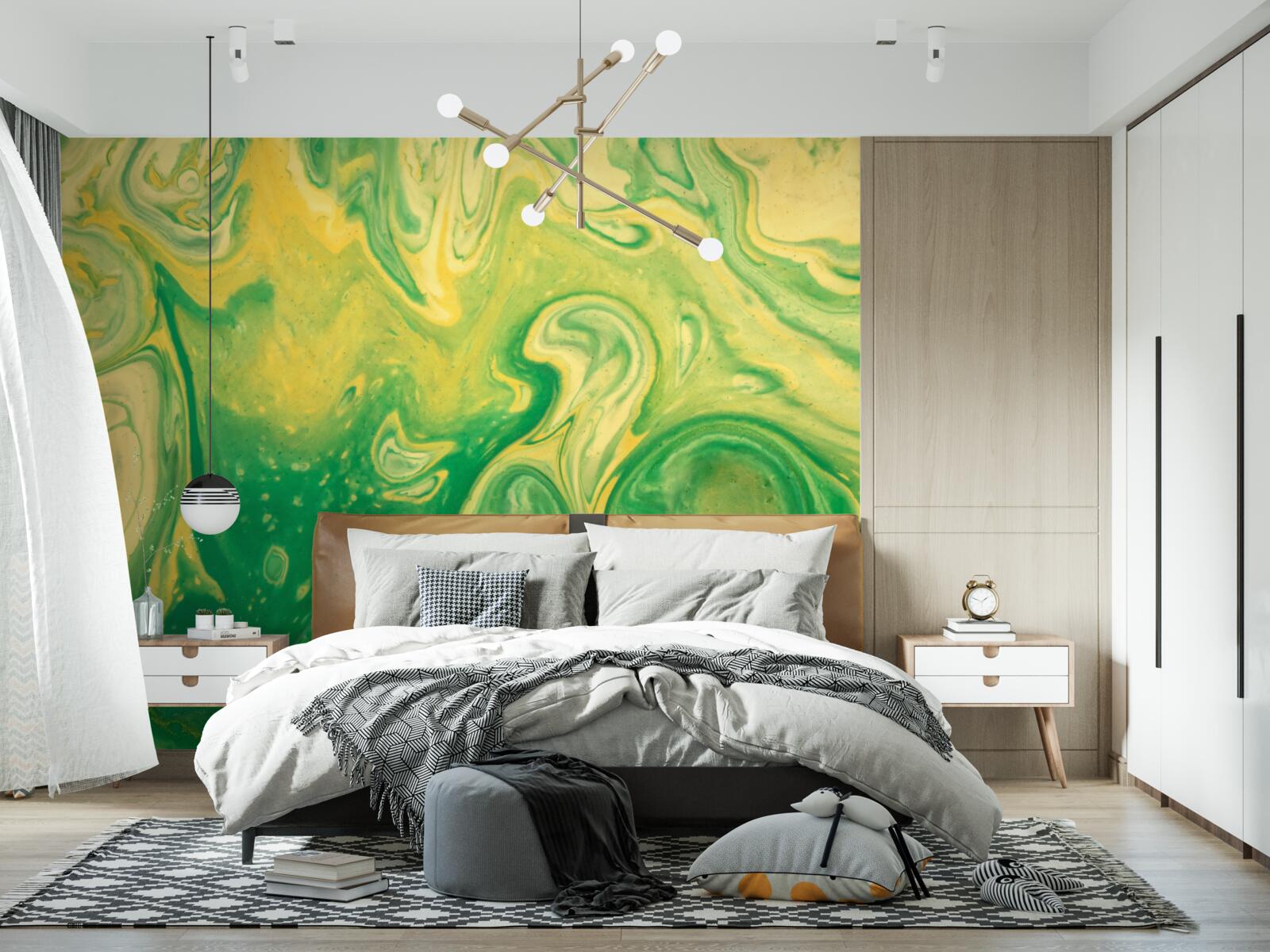 Fotobehang groengele vlekken op de achtergrond