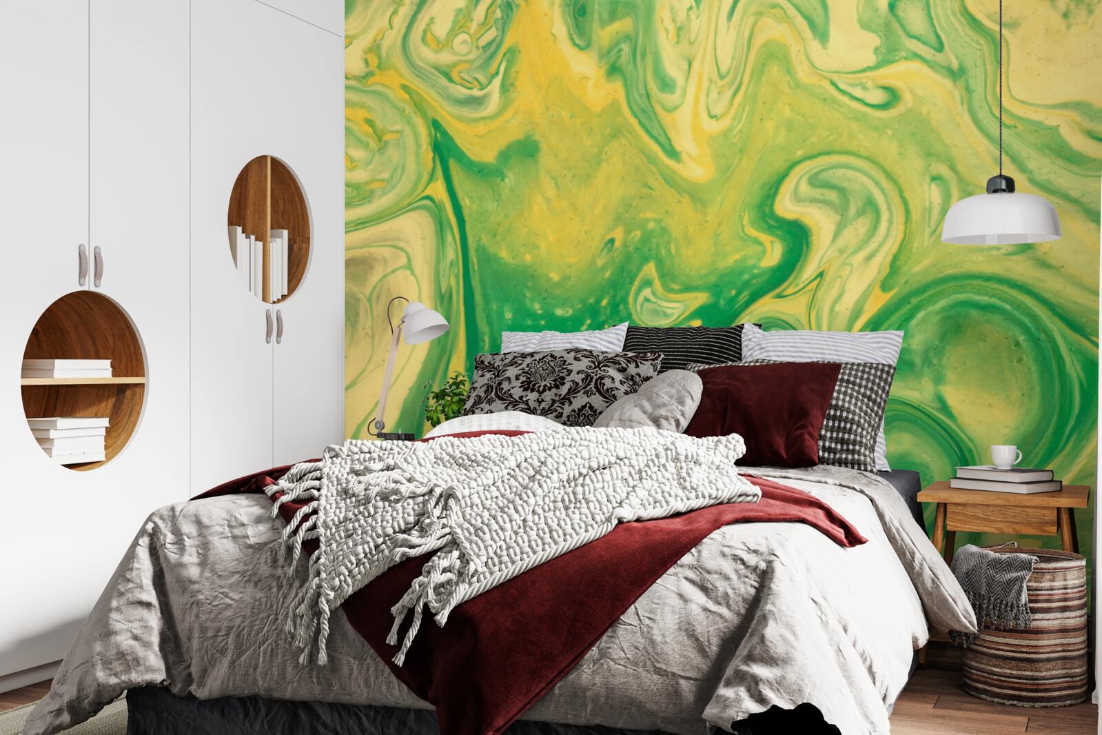 Fotobehang groengele vlekken op de achtergrond