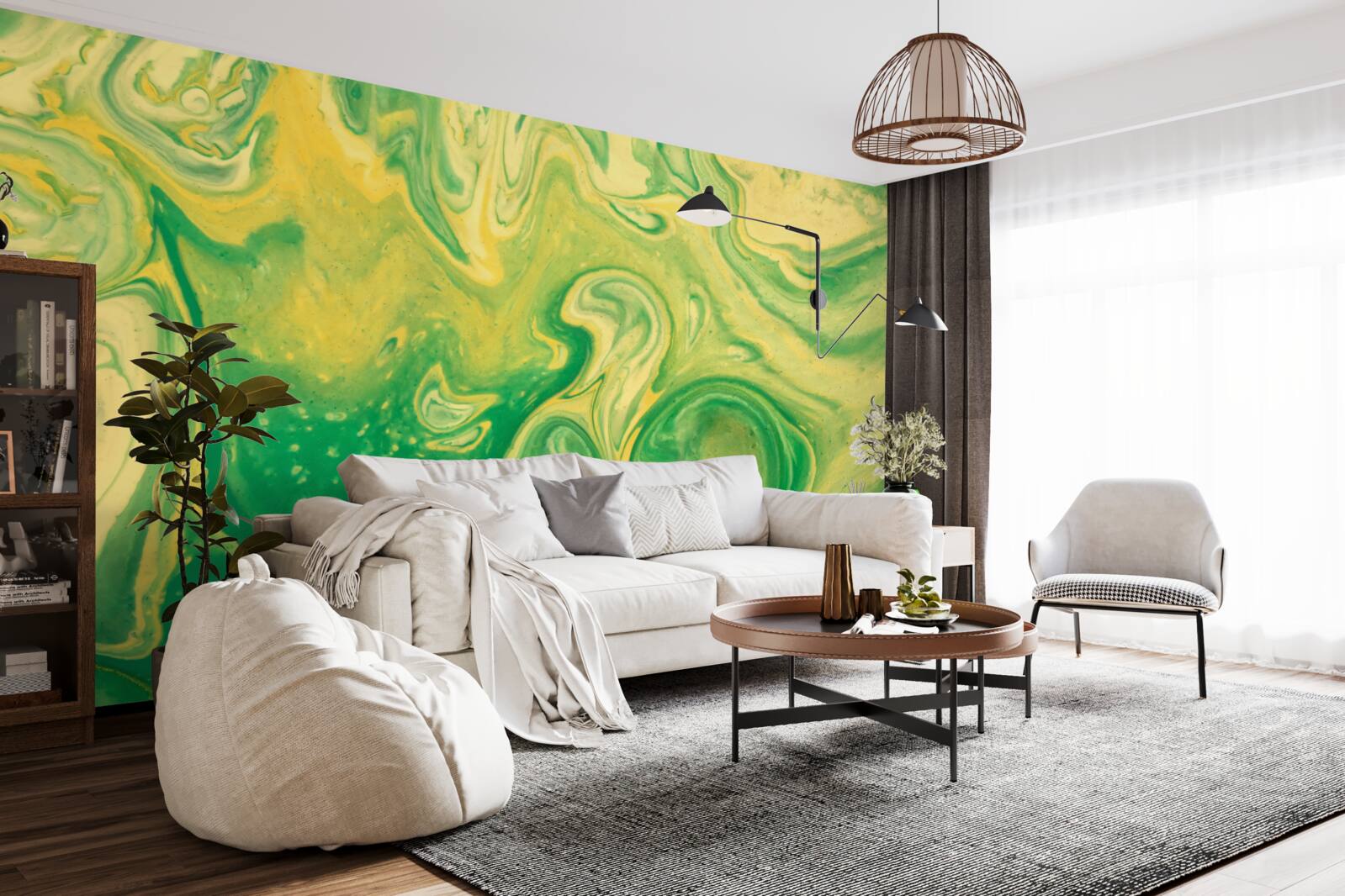 Fotobehang groengele vlekken op de achtergrond