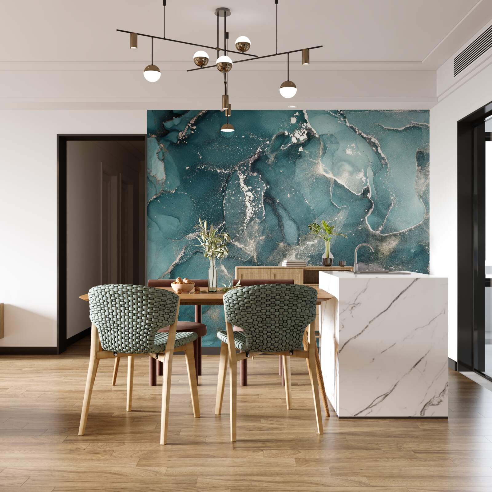 Fotobehang donkergroene vloeistof