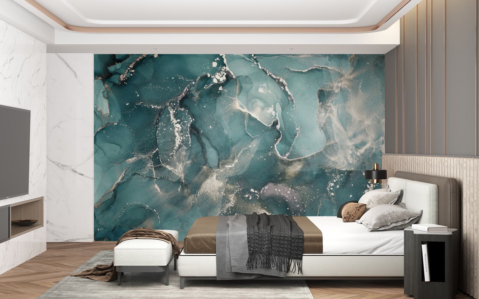 Fotobehang donkergroene vloeistof