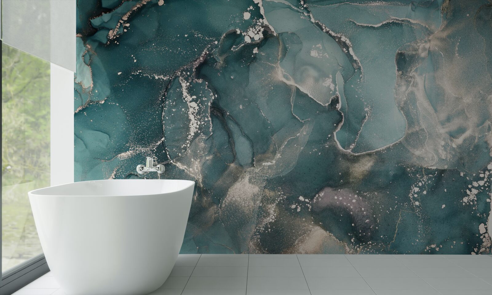 Fotobehang donkergroene vloeistof