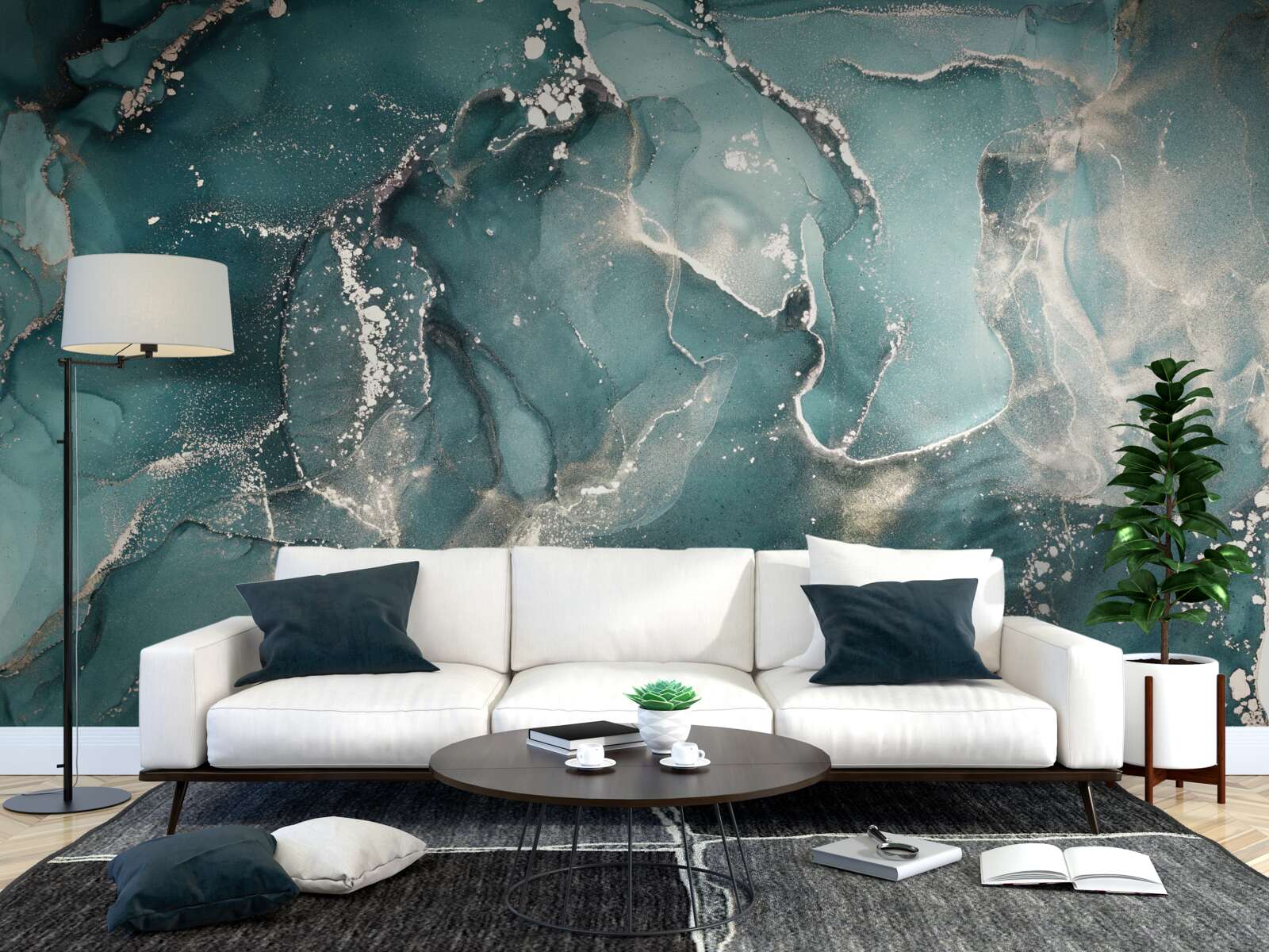 Fotobehang donkergroene vloeistof