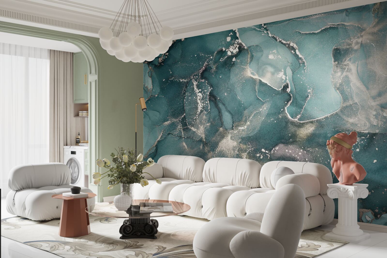 Fotobehang donkergroene vloeistof