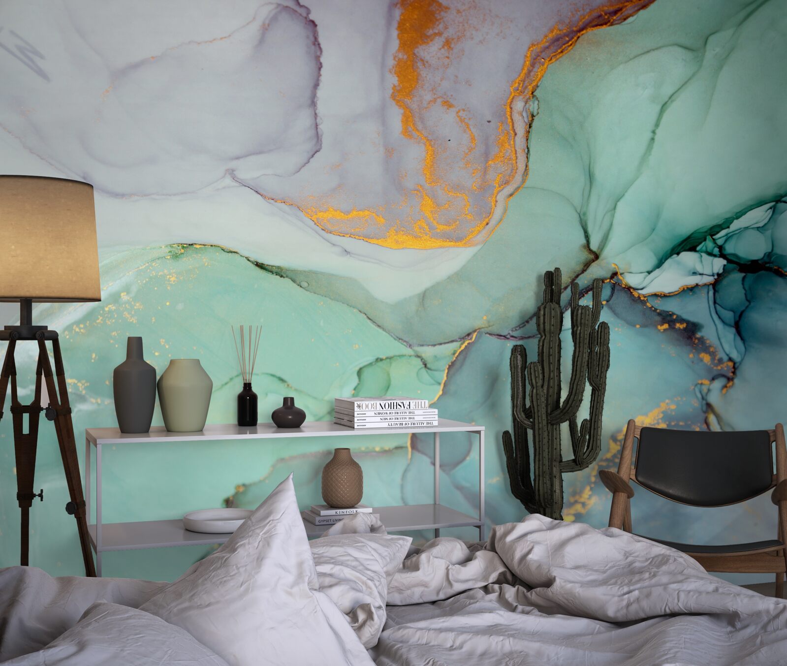 Fotobehang turquoise tint van het ontwerp