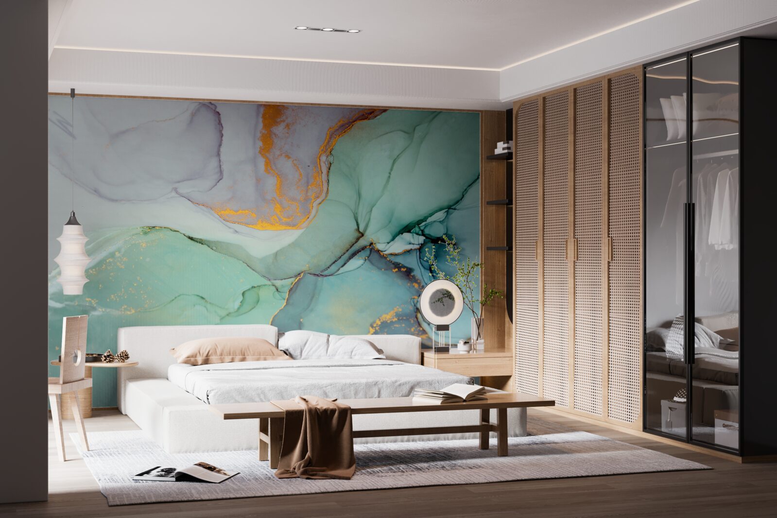 Fotobehang turquoise tint van het ontwerp