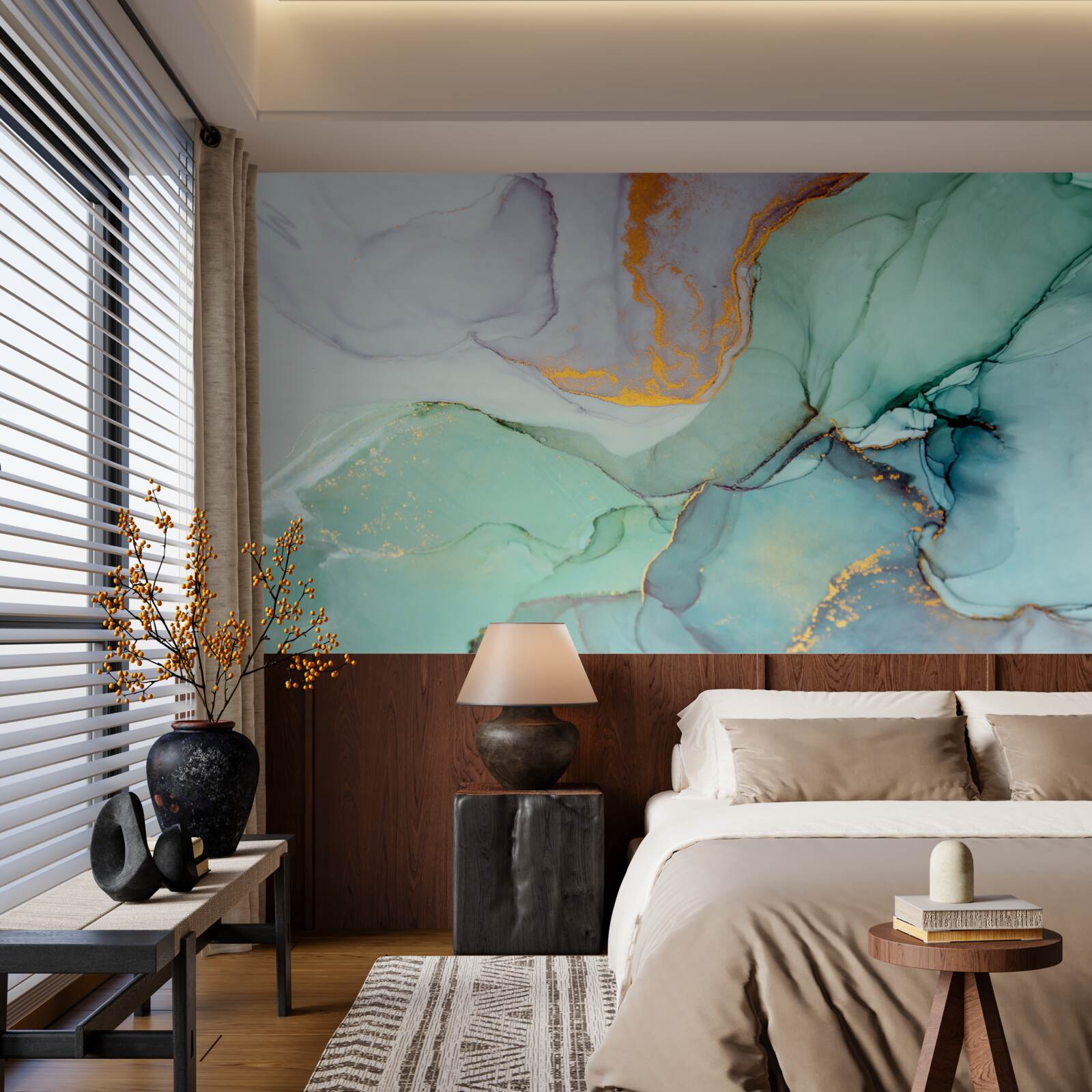 Fotobehang turquoise tint van het ontwerp