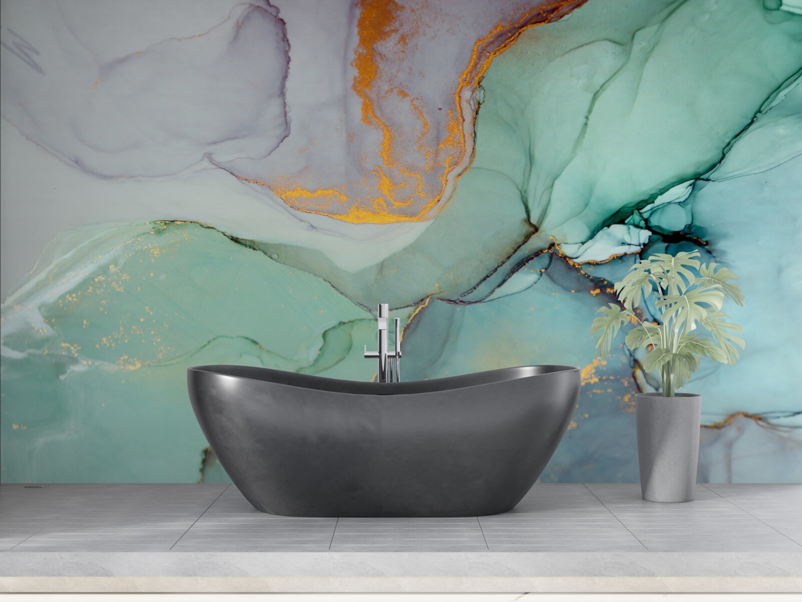 Fotobehang turquoise tint van het ontwerp