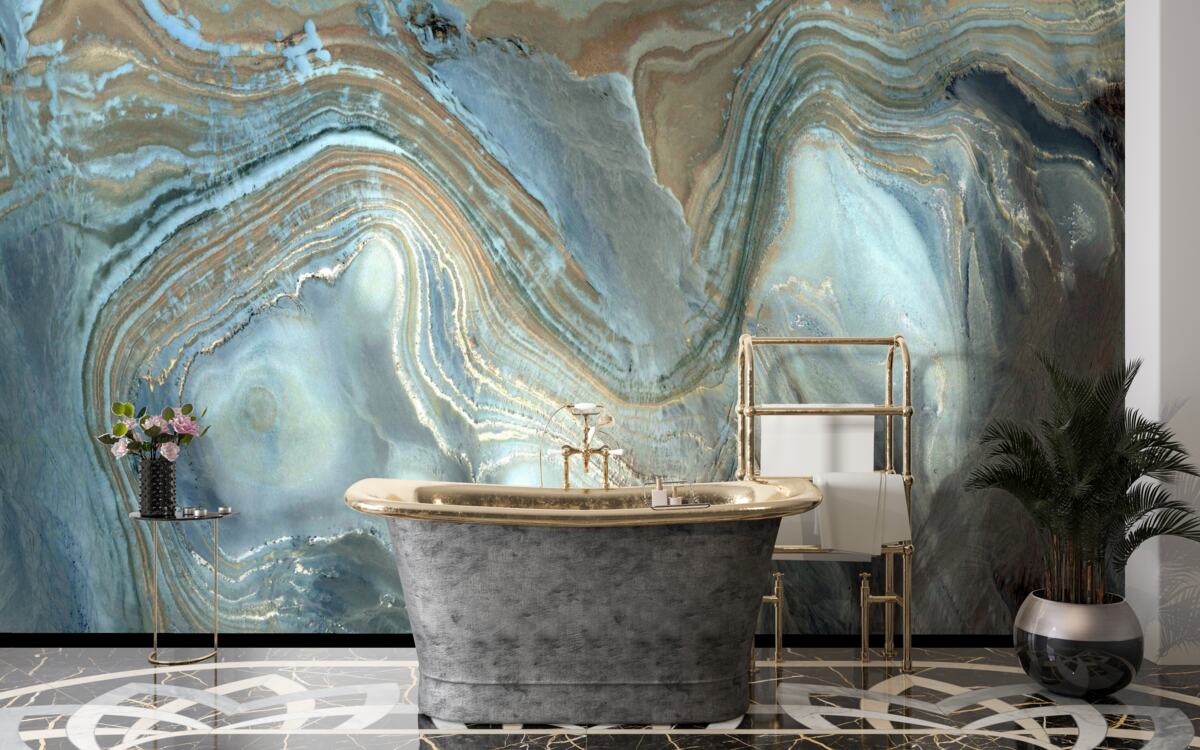 Fotobehang blauw topaas fusie