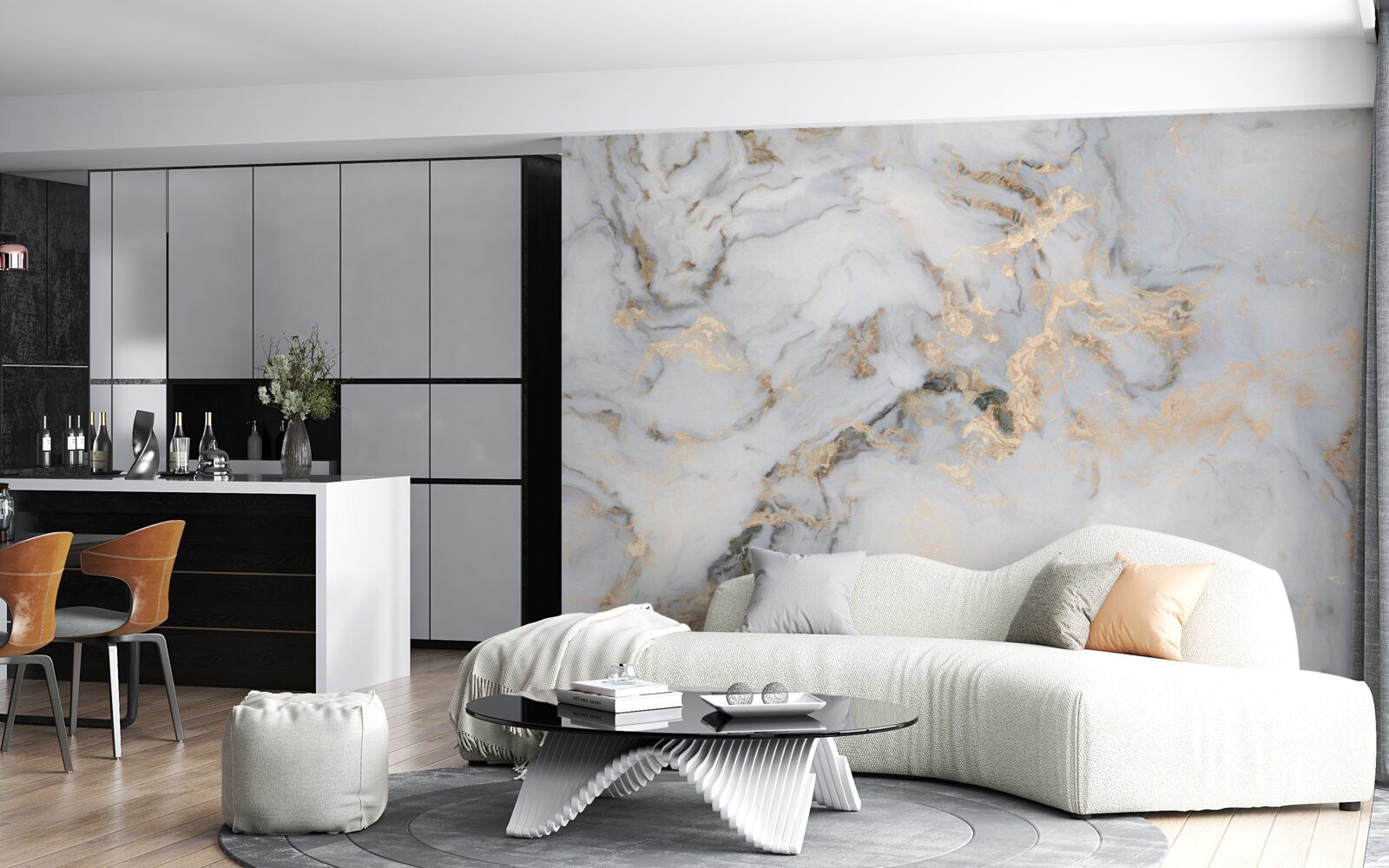 Fotobehang marmer met malachietaccent