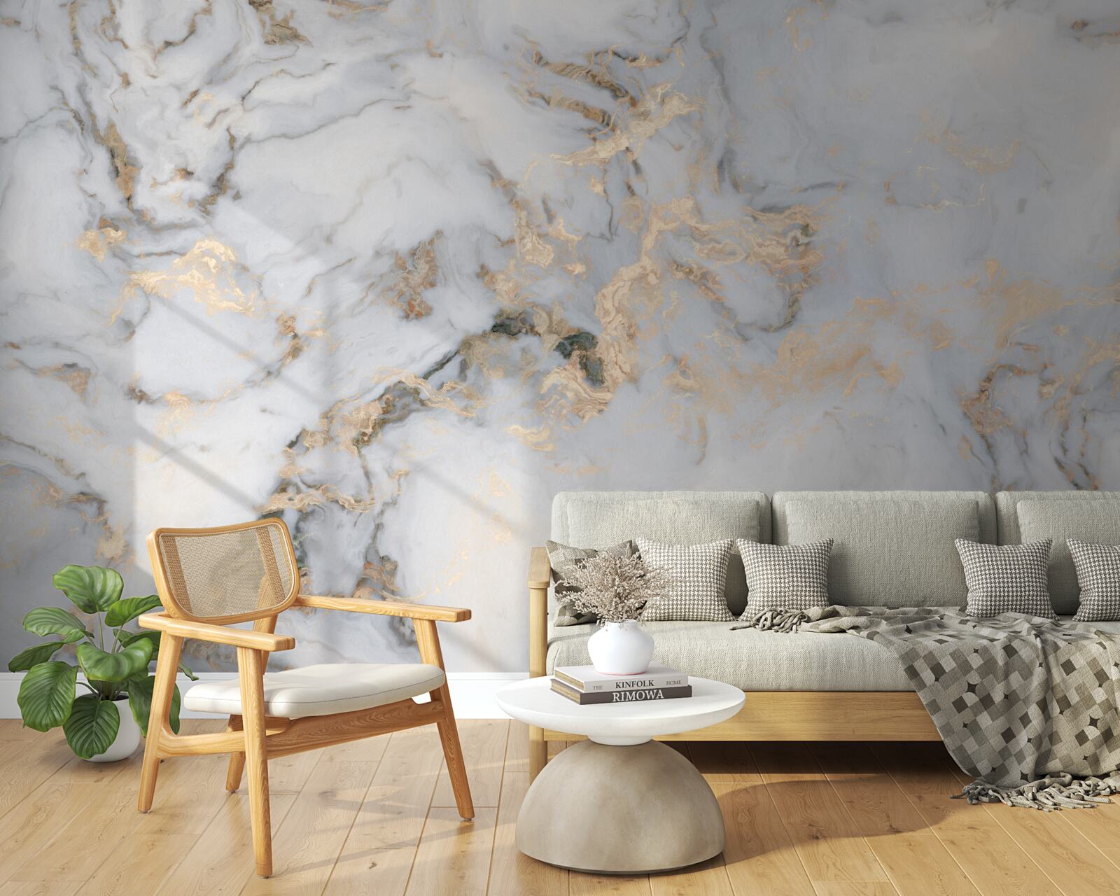 Fotobehang marmer met malachietaccent