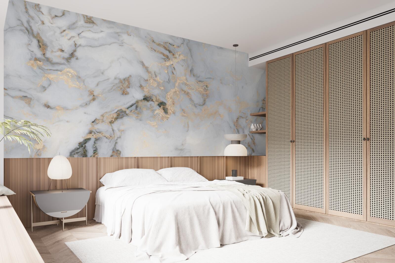 Fotobehang marmer met malachietaccent