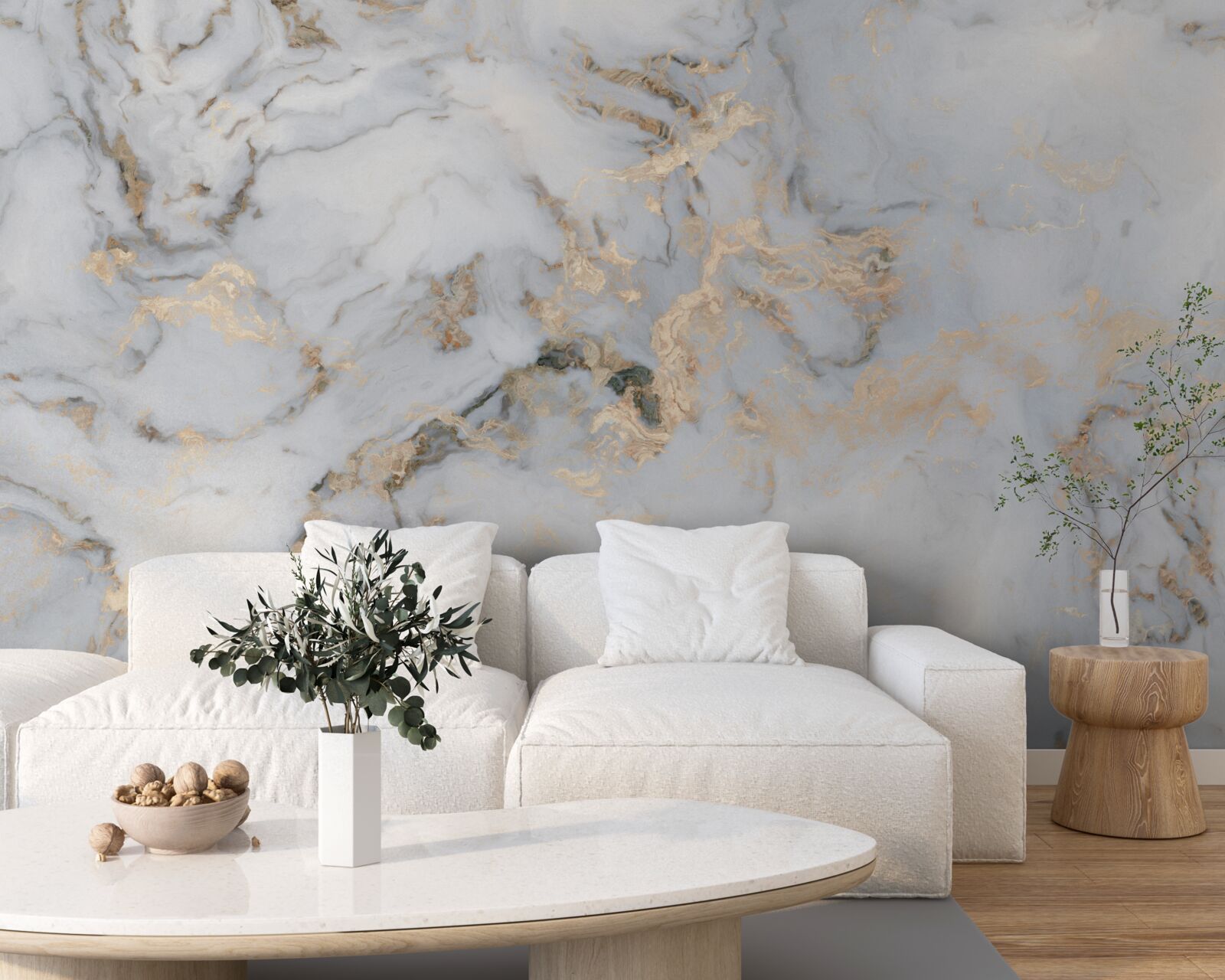 Fotobehang marmer met malachietaccent