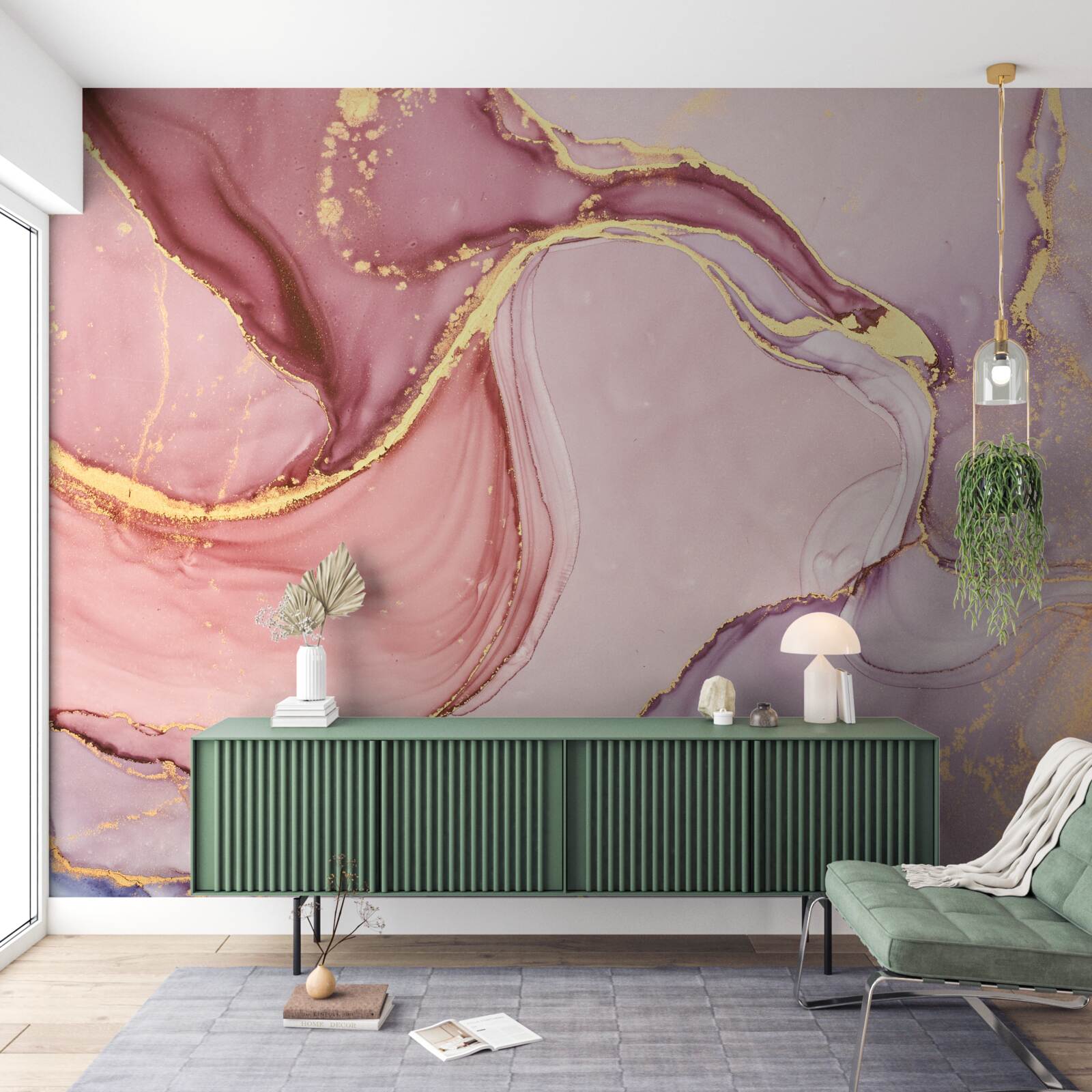 Fotobehang delicate vloeistof in een violetroze tint