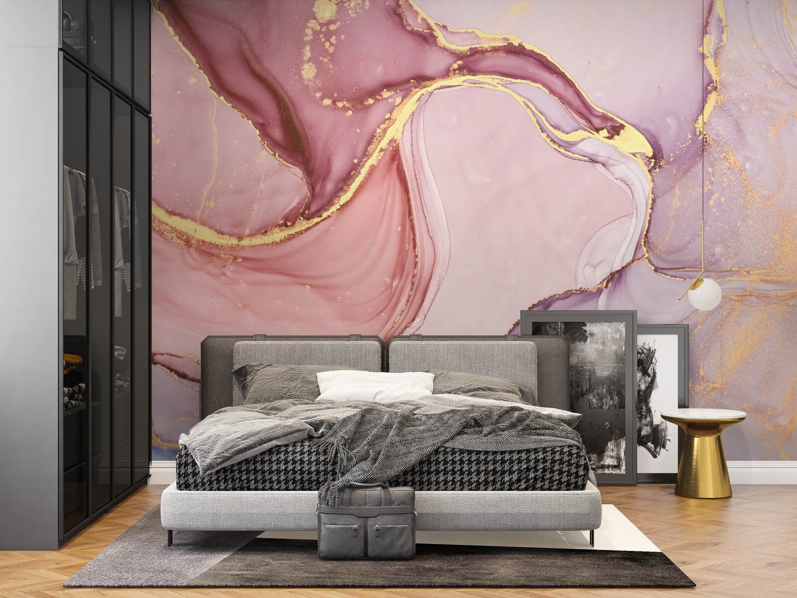 Fotobehang delicate vloeistof in een violetroze tint