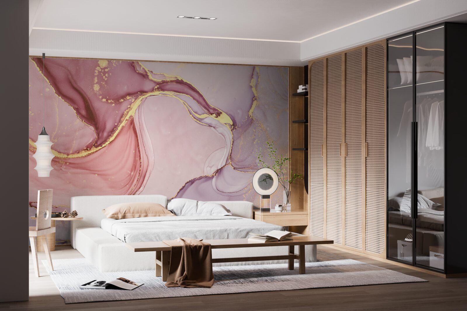 Fotobehang delicate vloeistof in een violetroze tint