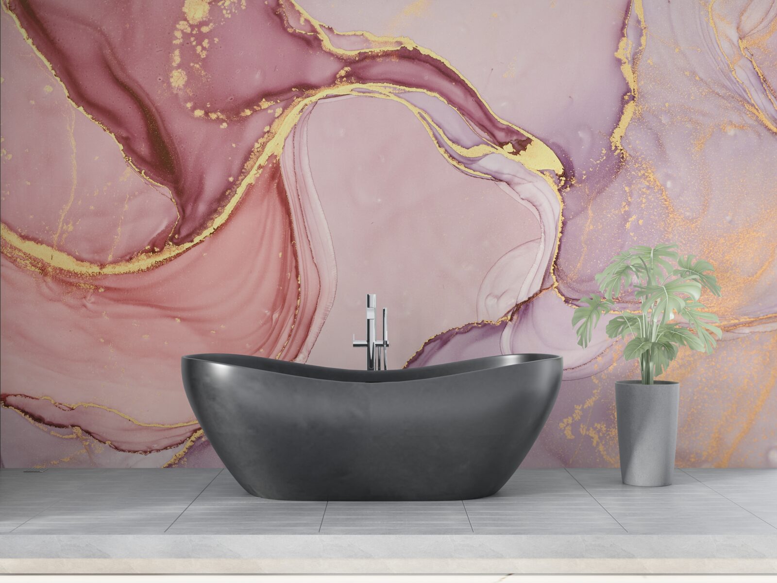 Fotobehang delicate vloeistof in een violetroze tint