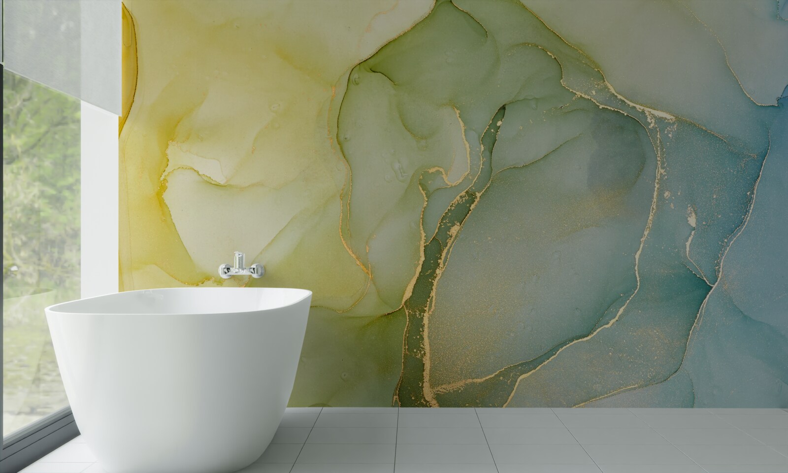 Fotobehang gemarmerde achtergrond in minttinten