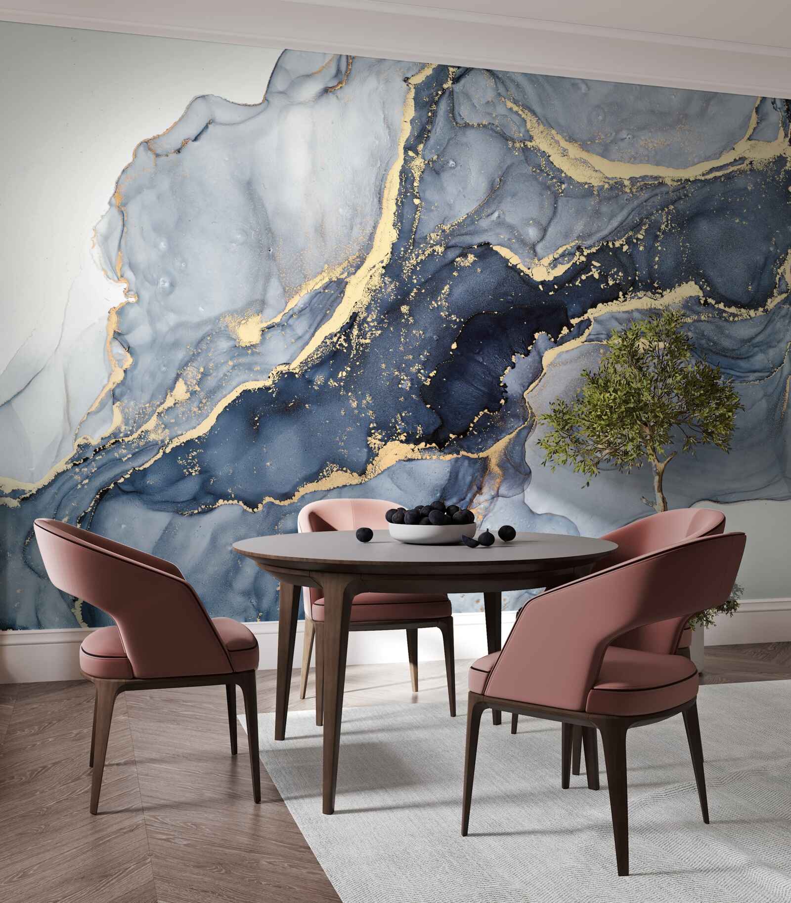 Fotobehang de opwinding van de indigokleur