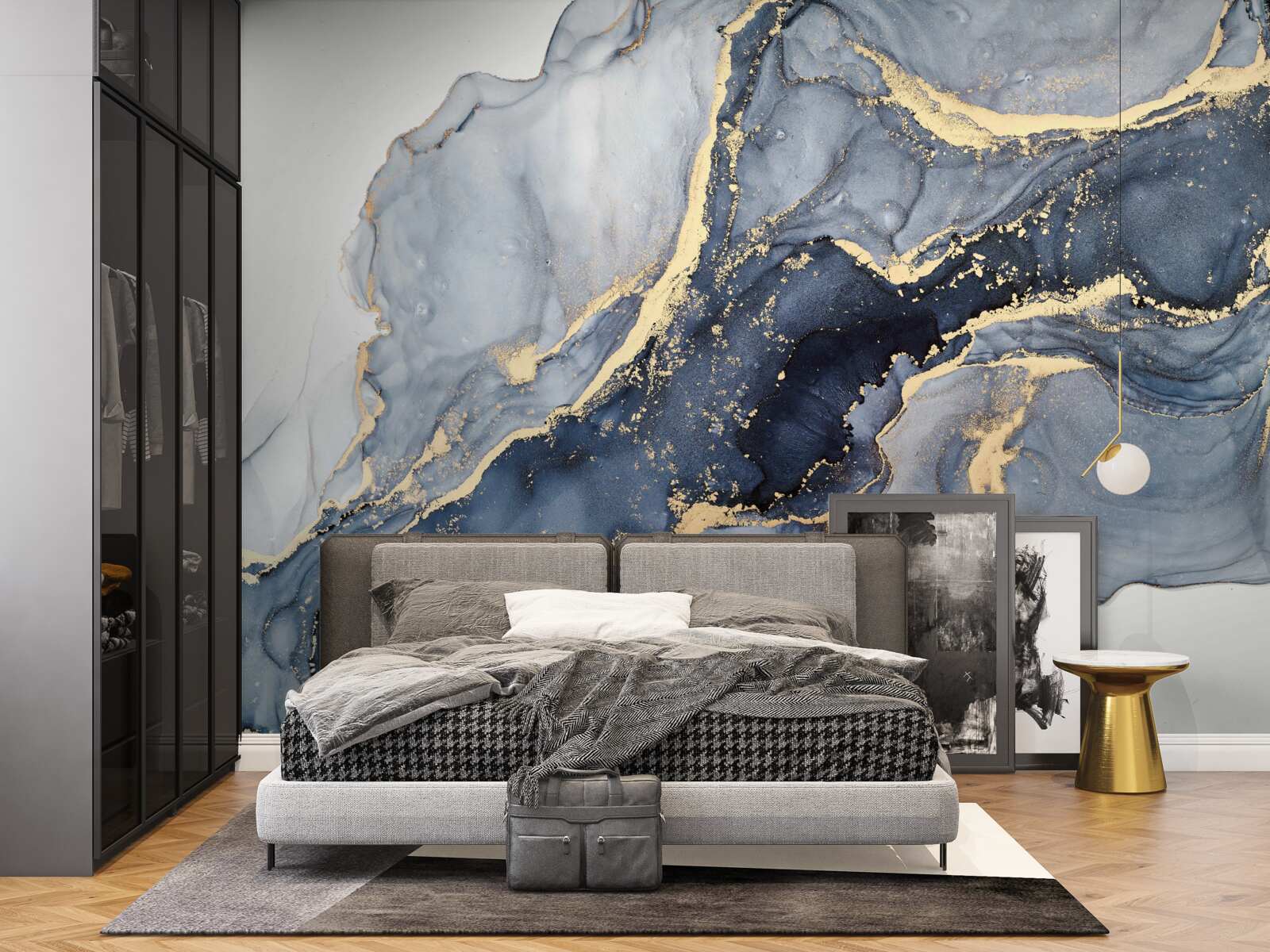 Fotobehang de opwinding van de indigokleur