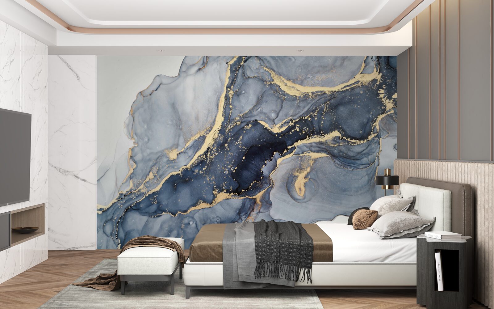 Fotobehang de opwinding van de indigokleur