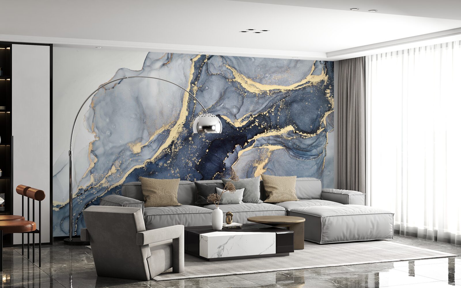 Fotobehang de opwinding van de indigokleur