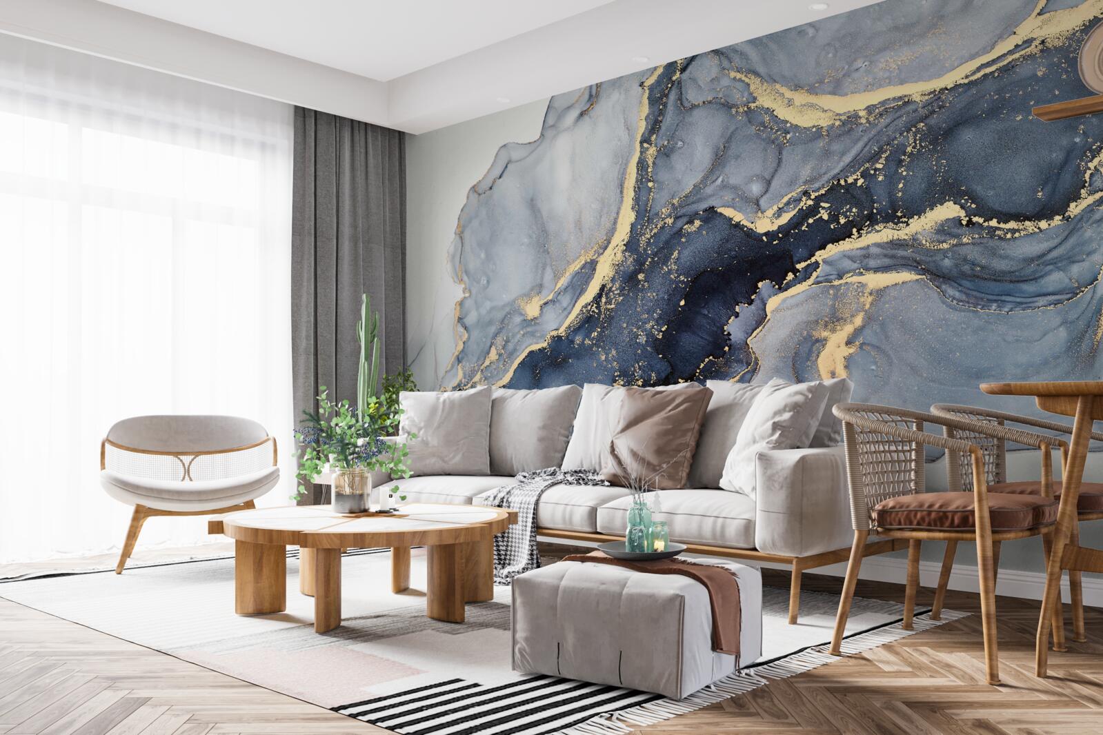 Fotobehang de opwinding van de indigokleur